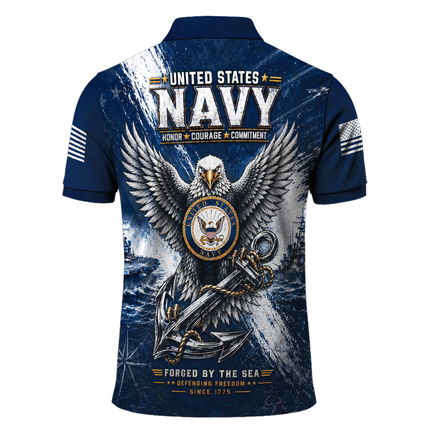 Personalized US Navy Rank 3D All-Over Print Polo Shirt Gift