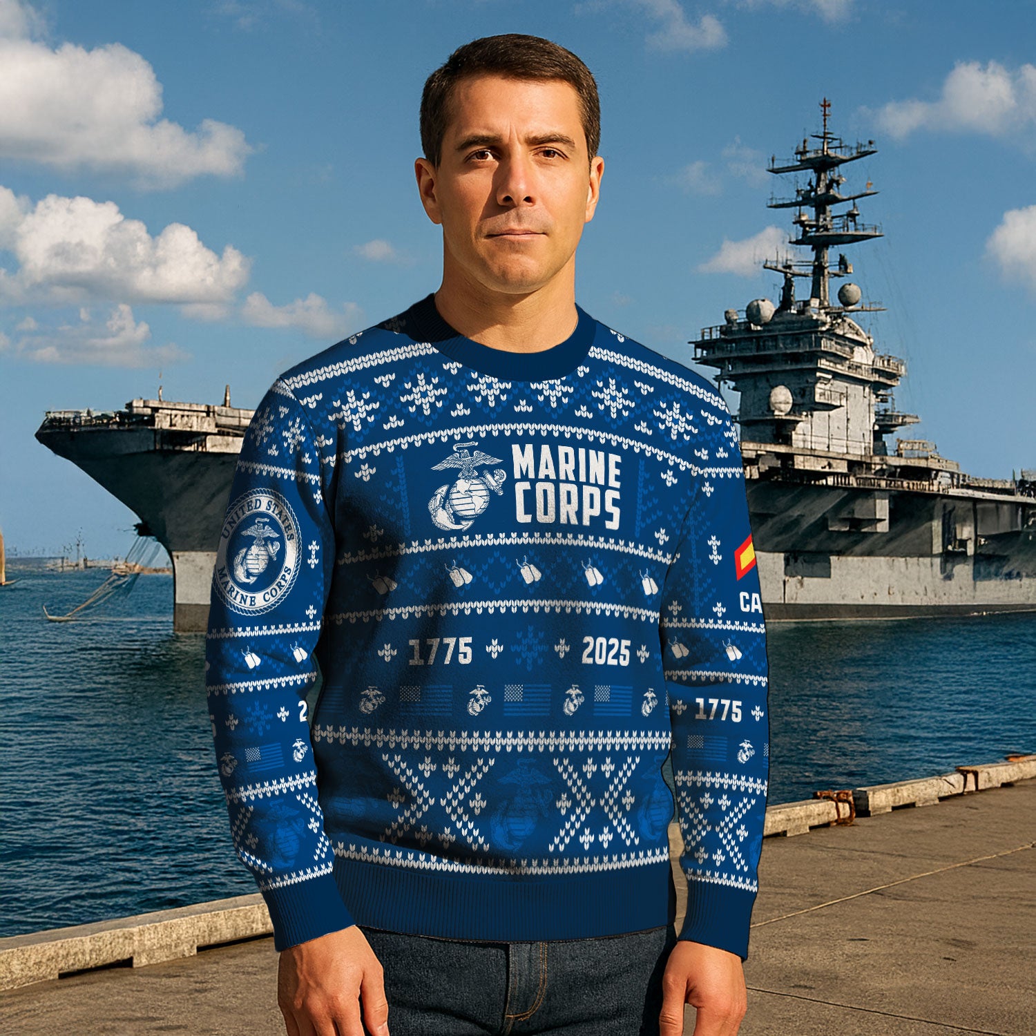 Custom Ranks And Text USMC Ugly Christmas Sweater for Women Men KAUST01