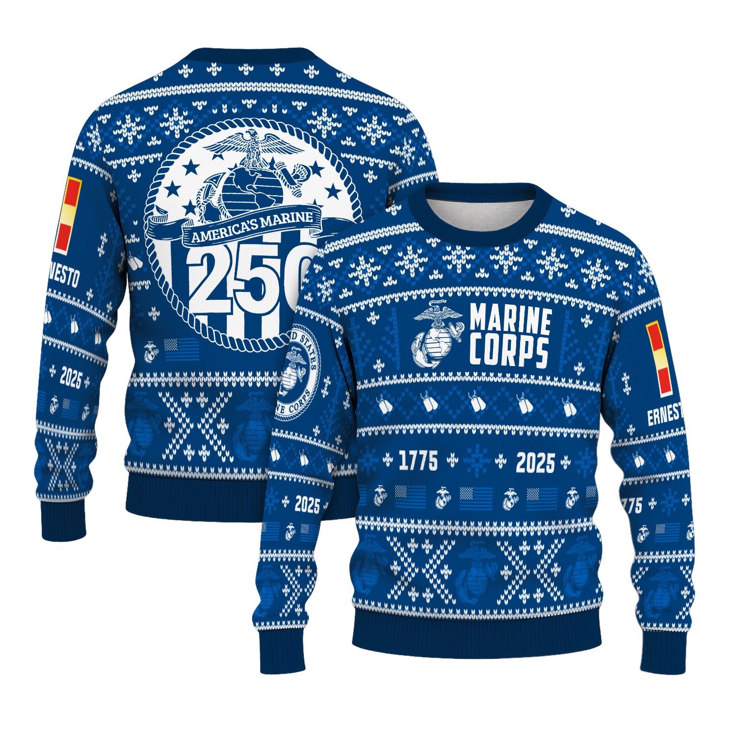 Custom Ranks And Text USMC Ugly Christmas Sweater for Women Men KAUST01