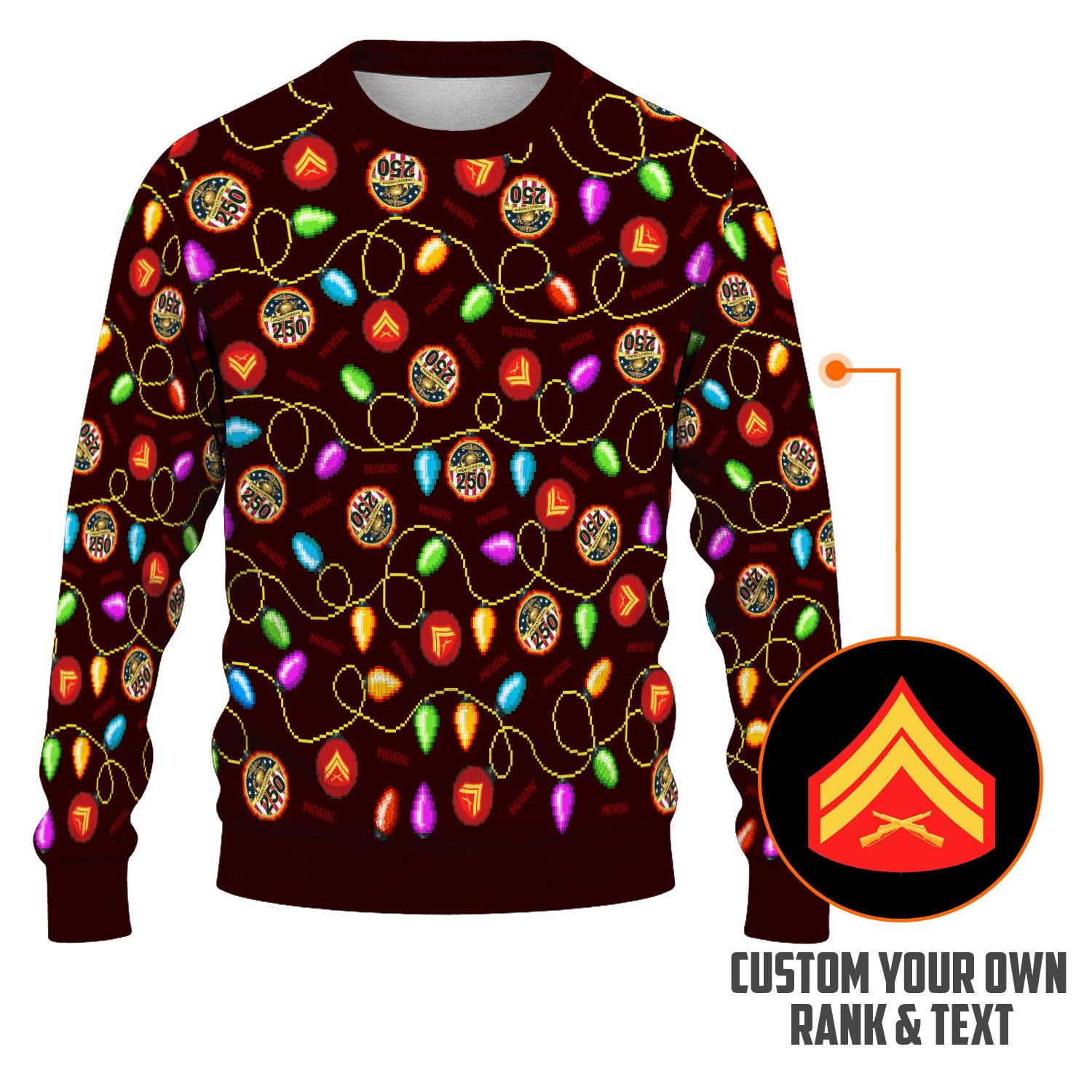 Custom Ranks And Text USMC Ugly Christmas Sweater for Women Men KAUST02