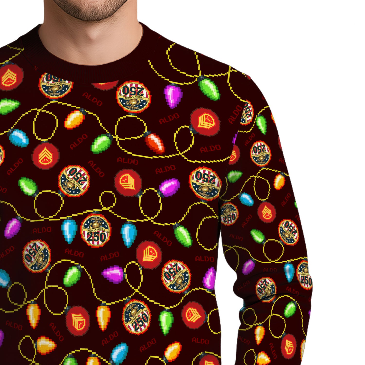 Custom Ranks And Text USMC Ugly Christmas Sweater for Women Men KAUST02