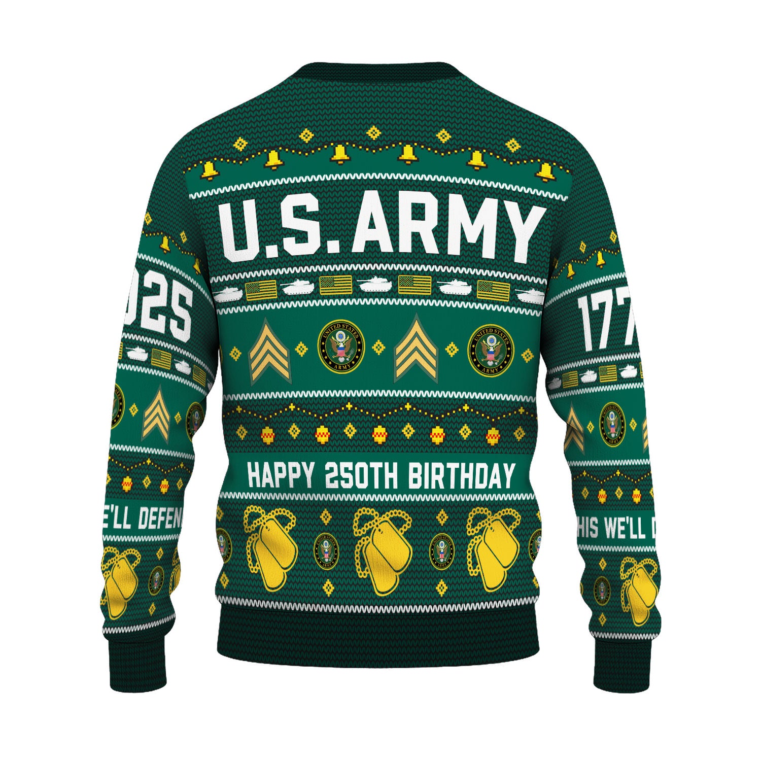 Custom Ranks And Text US Army Ugly Christmas Sweater for Women Men KAUST03