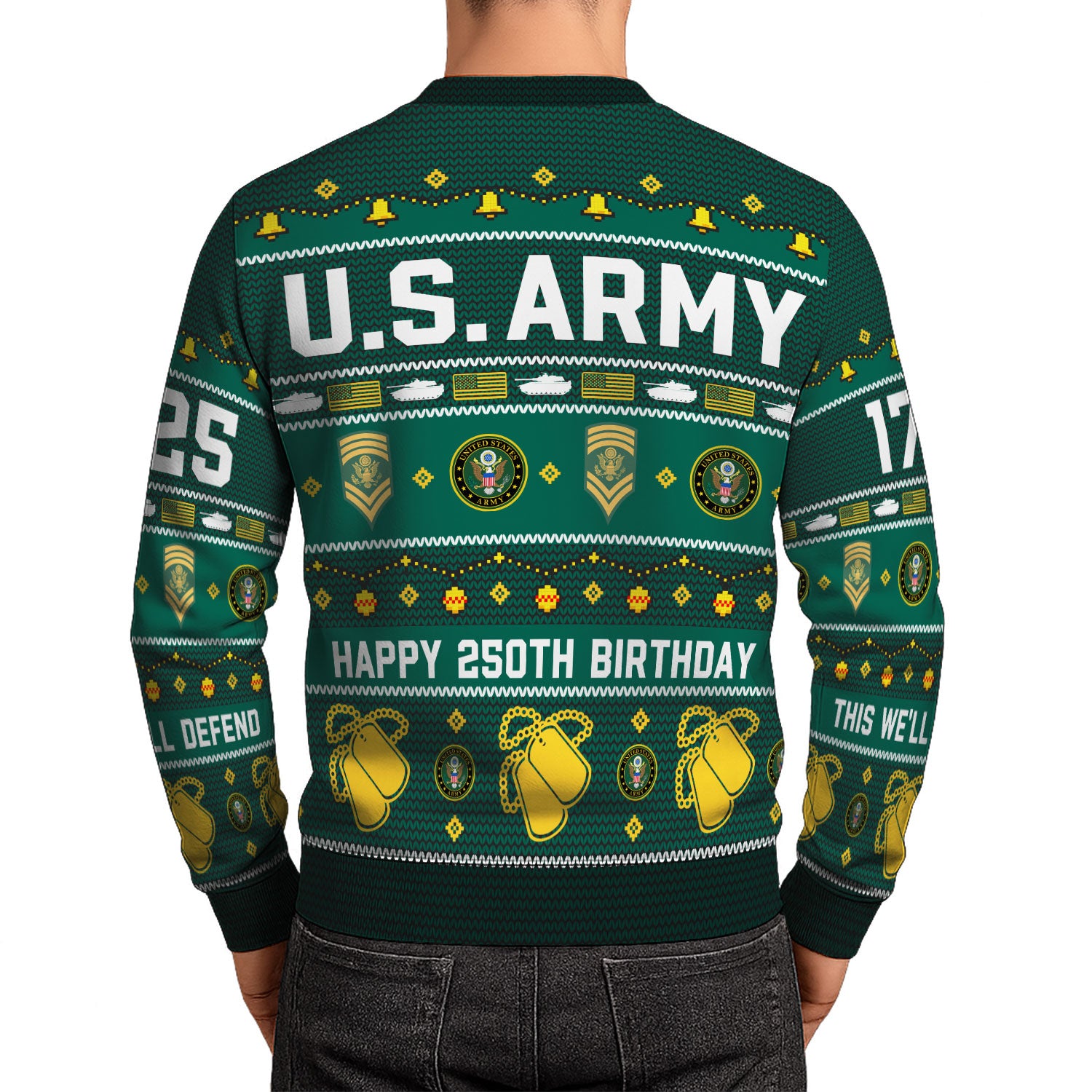 Custom Ranks And Text US Army Ugly Christmas Sweater for Women Men KAUST03