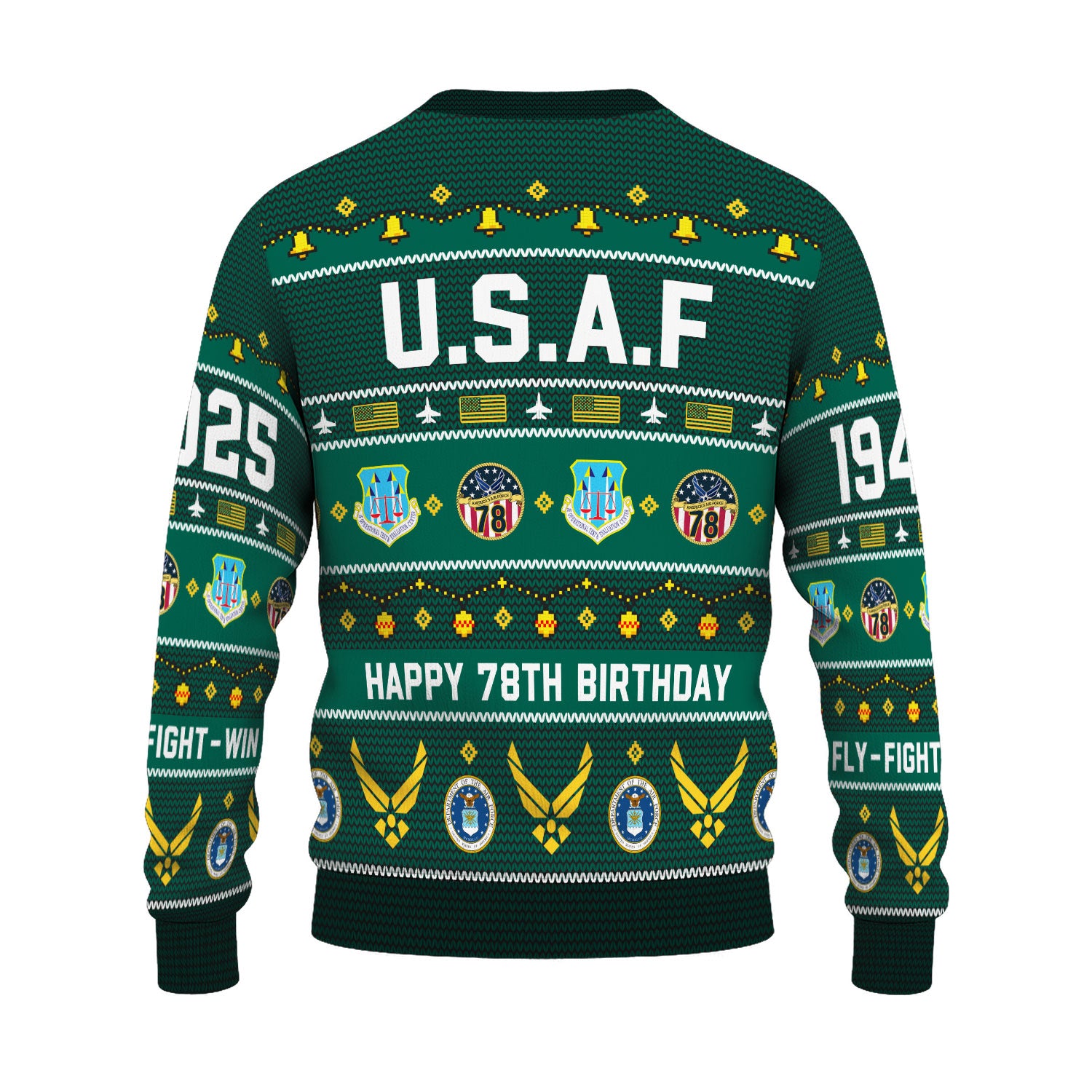 Custom Ranks And Text US Air Force Ugly Christmas Sweater for Women Men KAUST03