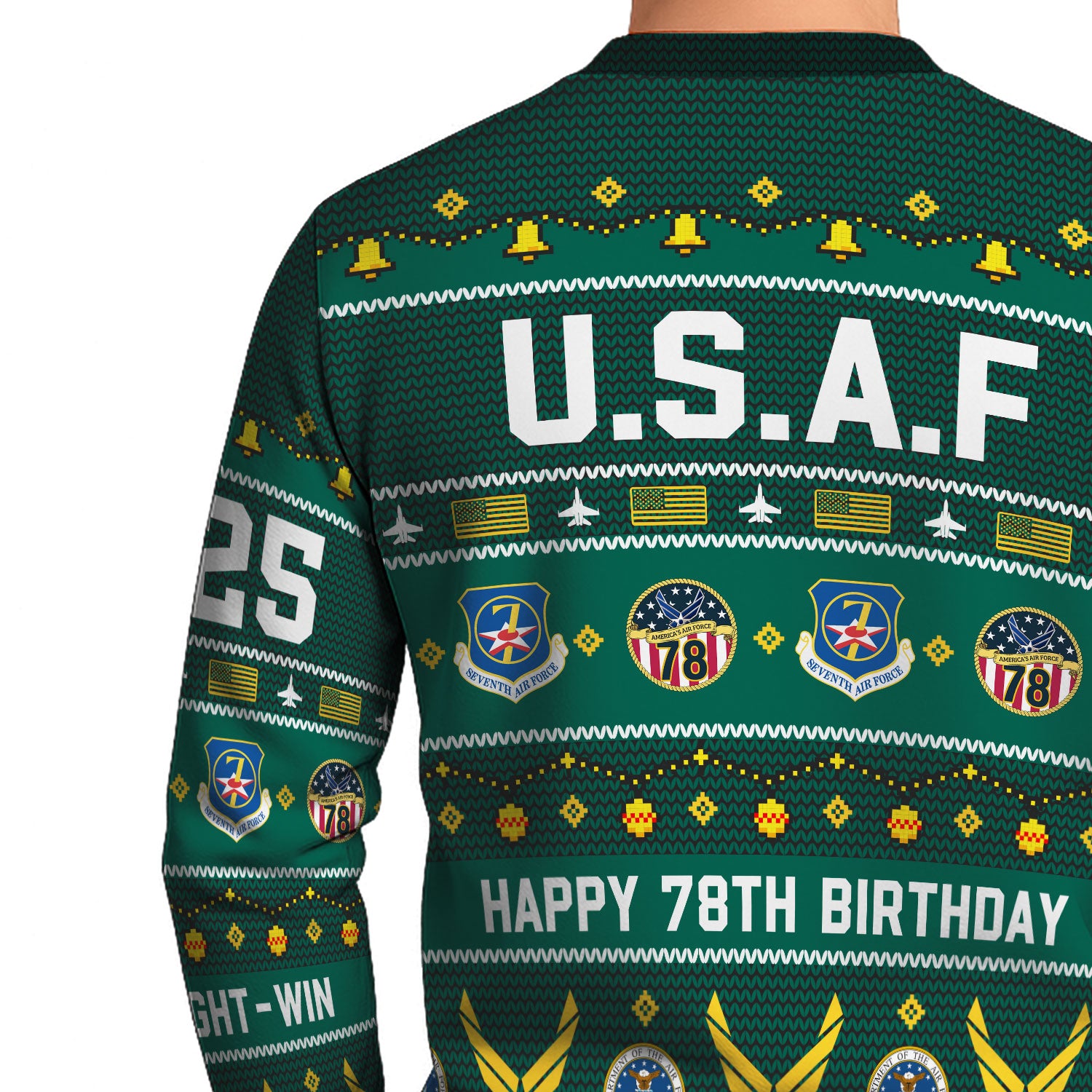Custom Ranks And Text US Air Force Ugly Christmas Sweater for Women Men KAUST03