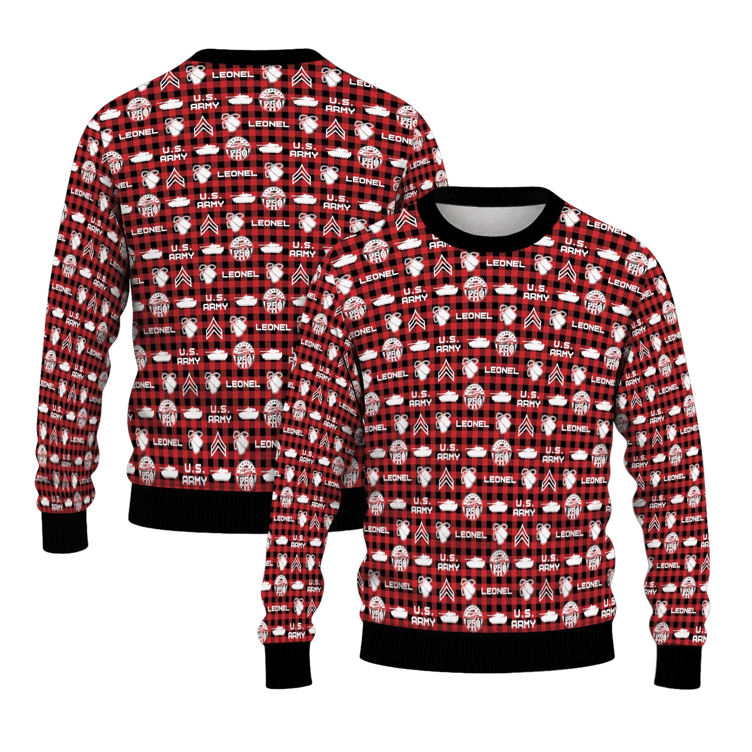 Custom Ranks And Text US Army Ugly Christmas Sweater for Women Men KAUST04