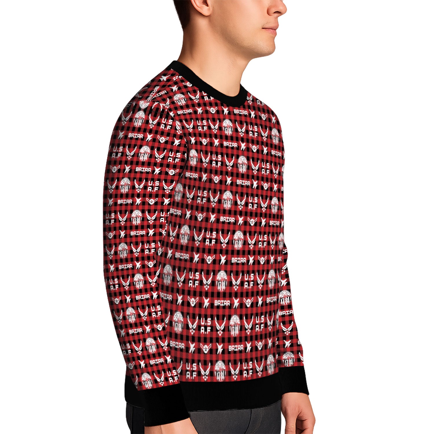 Custom Ranks And Text US Air Force Ugly Christmas Sweater for Women Men KAUST04