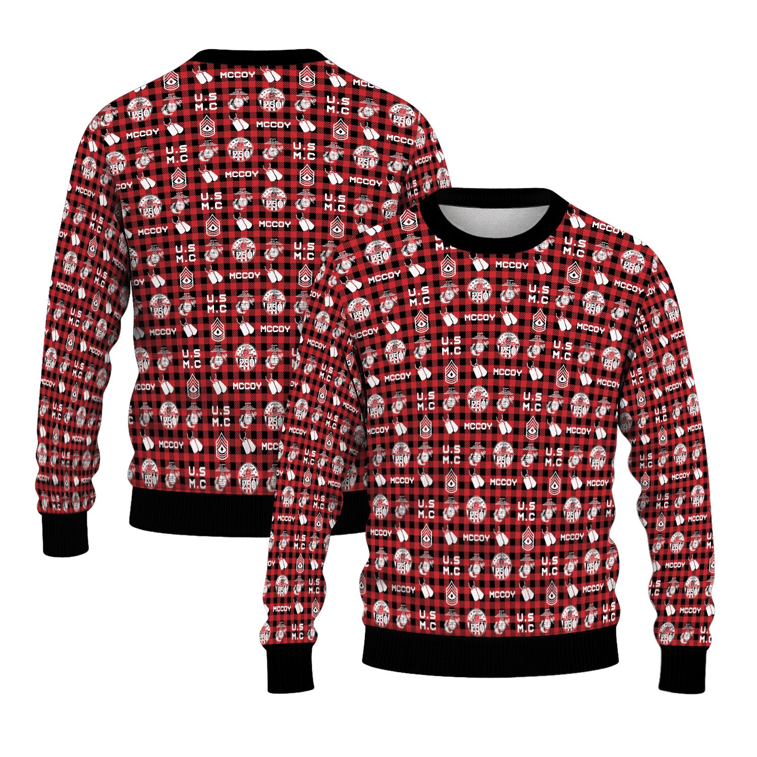 Custom Ranks And Text USMC Ugly Christmas Sweater for Women Men KAUST04