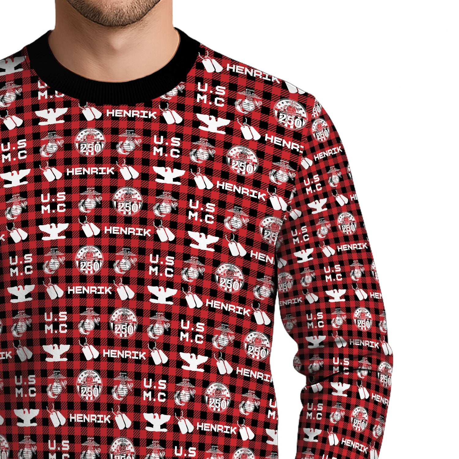 Custom Ranks And Text USMC Ugly Christmas Sweater for Women Men KAUST04