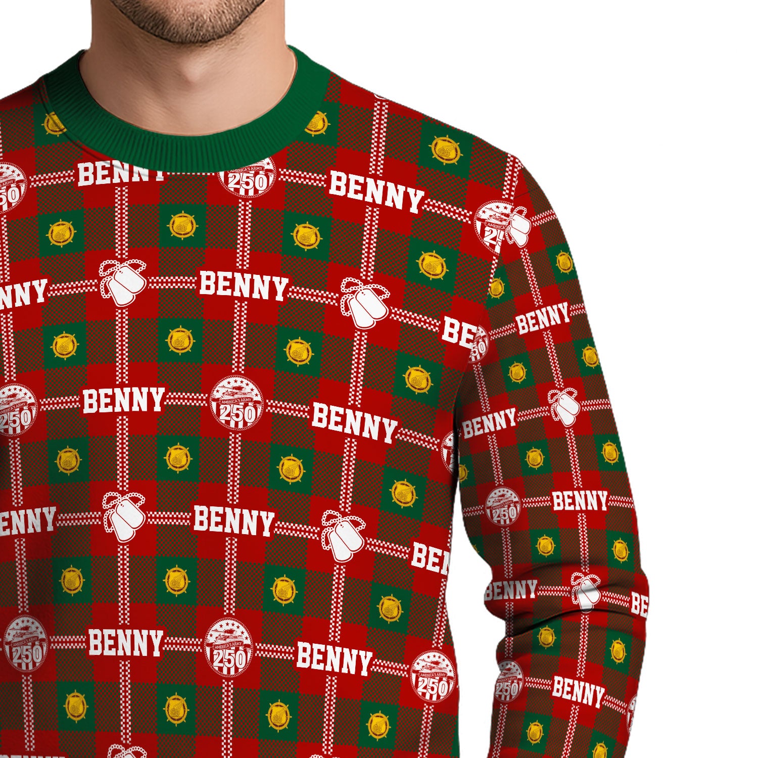 Custom Ranks And Text US Army Ugly Christmas Sweater for Women Men KAUST05