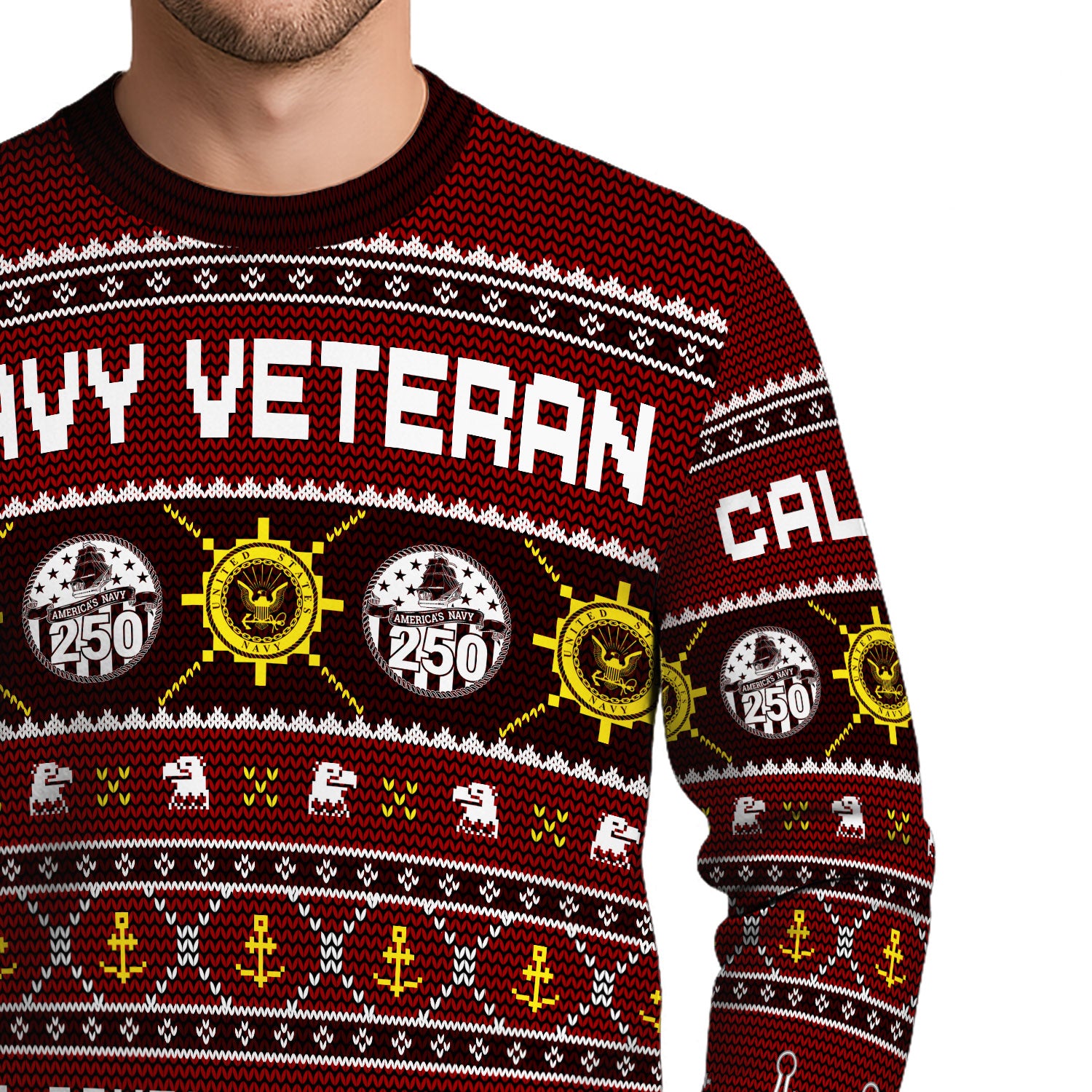 Custom Ranks And Text US Navy Ugly Christmas Sweater for Women Men KAUST06
