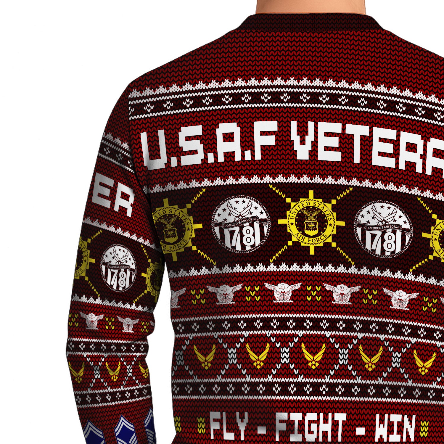 Custom Ranks And Text US Air Force Ugly Christmas Sweater for Women Men KAUST06