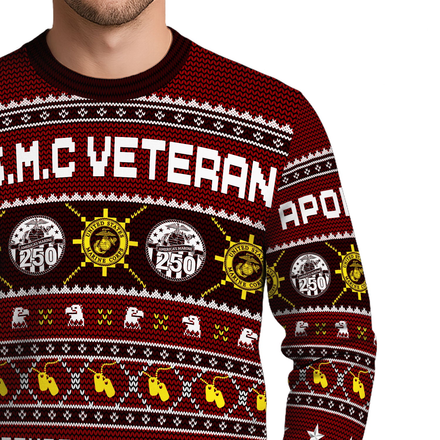 Custom Ranks And Text USMC Ugly Christmas Sweater for Women Men KAUST06