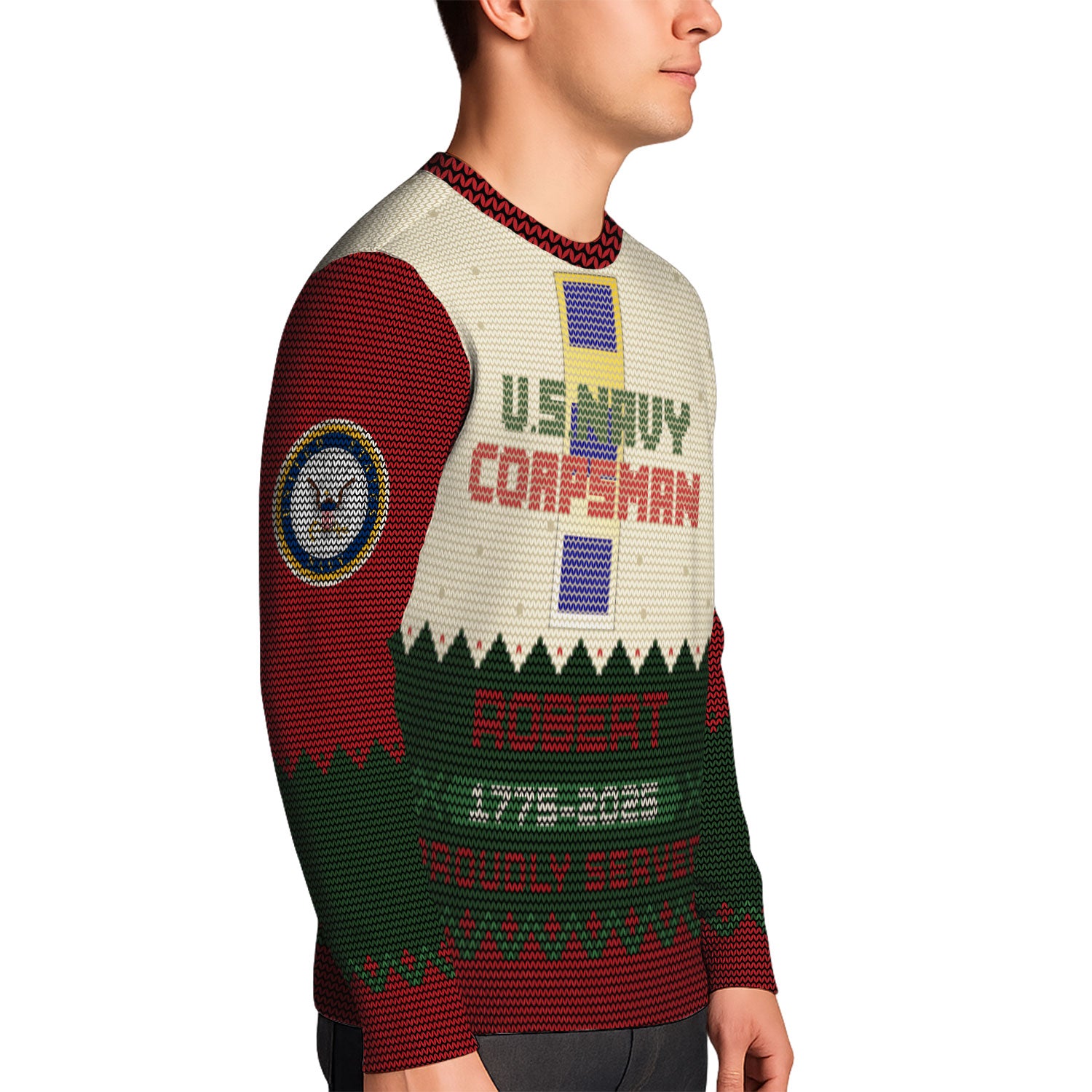 Custom Ranks And Text US Navy Ugly Christmas Sweater for Women Men KAUST07