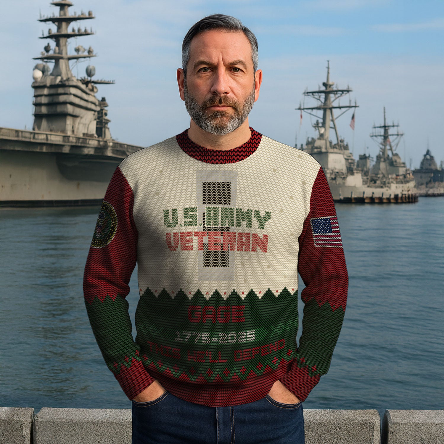 Custom Ranks And Text US Army Ugly Christmas Sweater for Women Men KAUST07