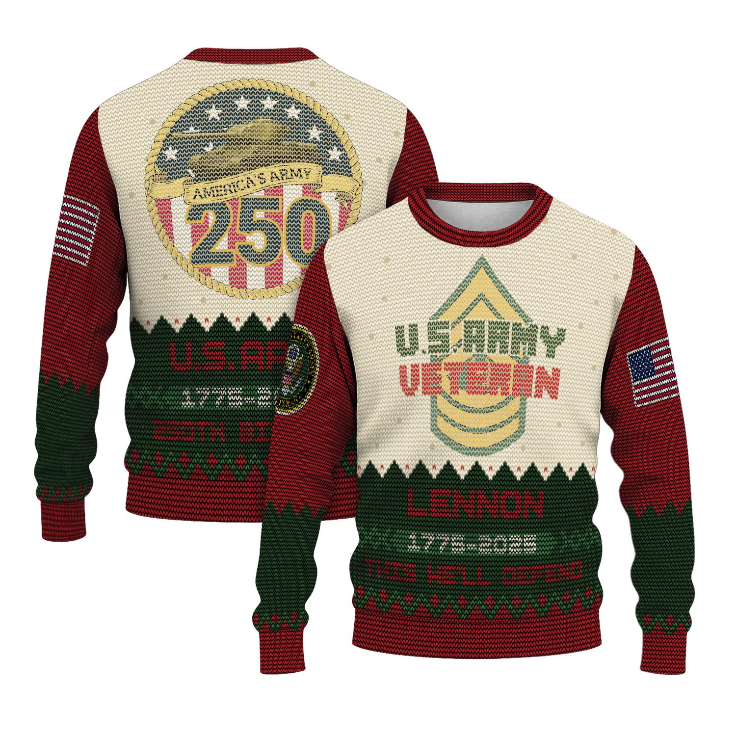Custom Ranks And Text US Army Ugly Christmas Sweater for Women Men KAUST07