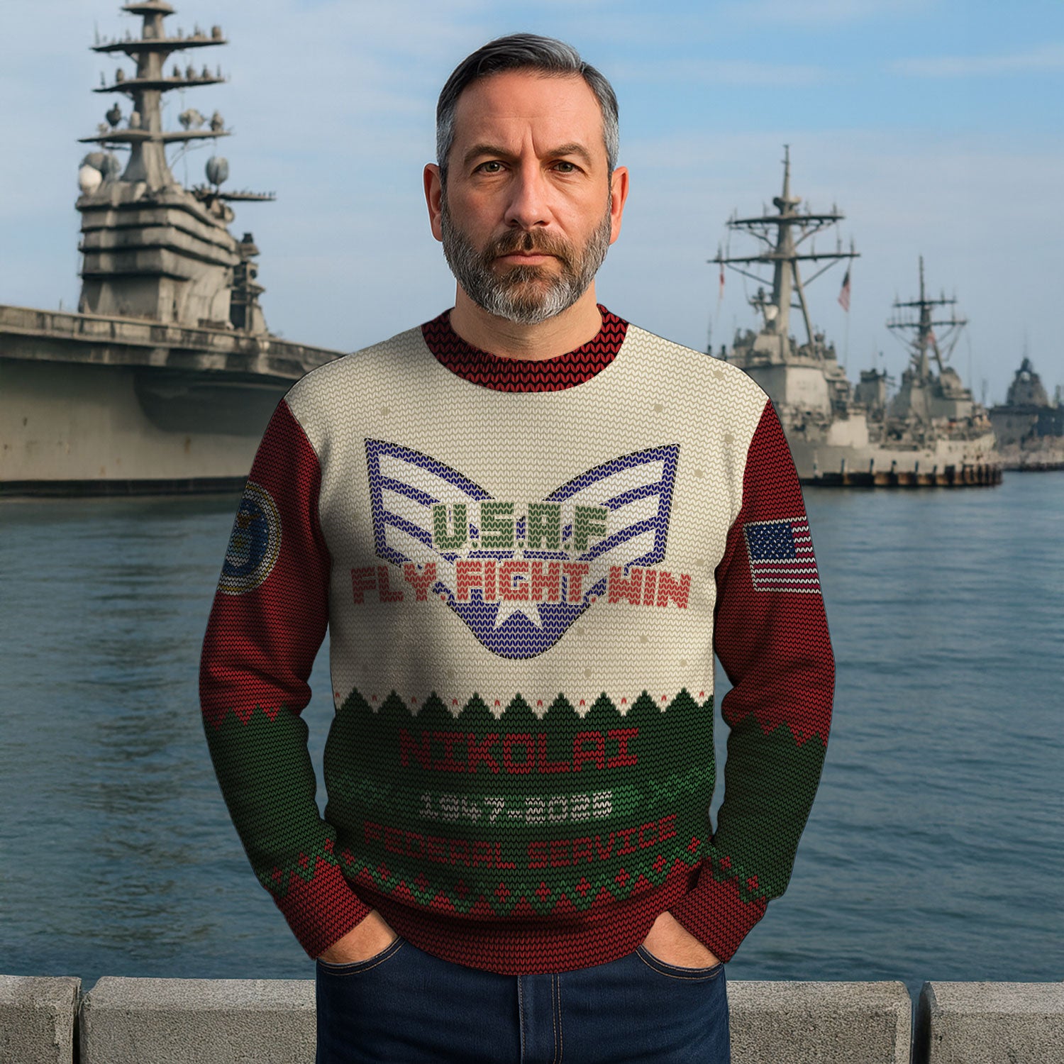 Custom Ranks And Text US Air Force Ugly Christmas Sweater for Women Men KAUST07