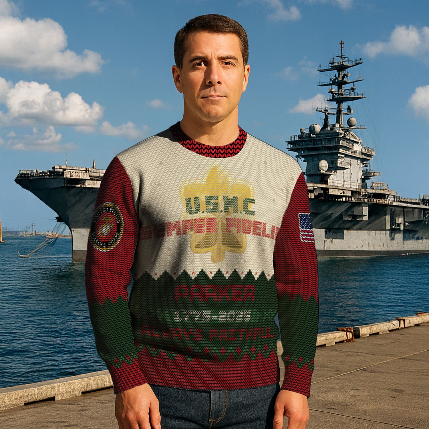 Custom Ranks And Text USMC Ugly Christmas Sweater for Women Men KAUST07