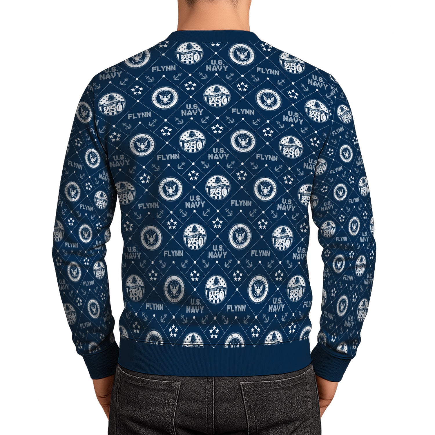 Personalized US Navy Christmas Ugly Sweater KAUST09