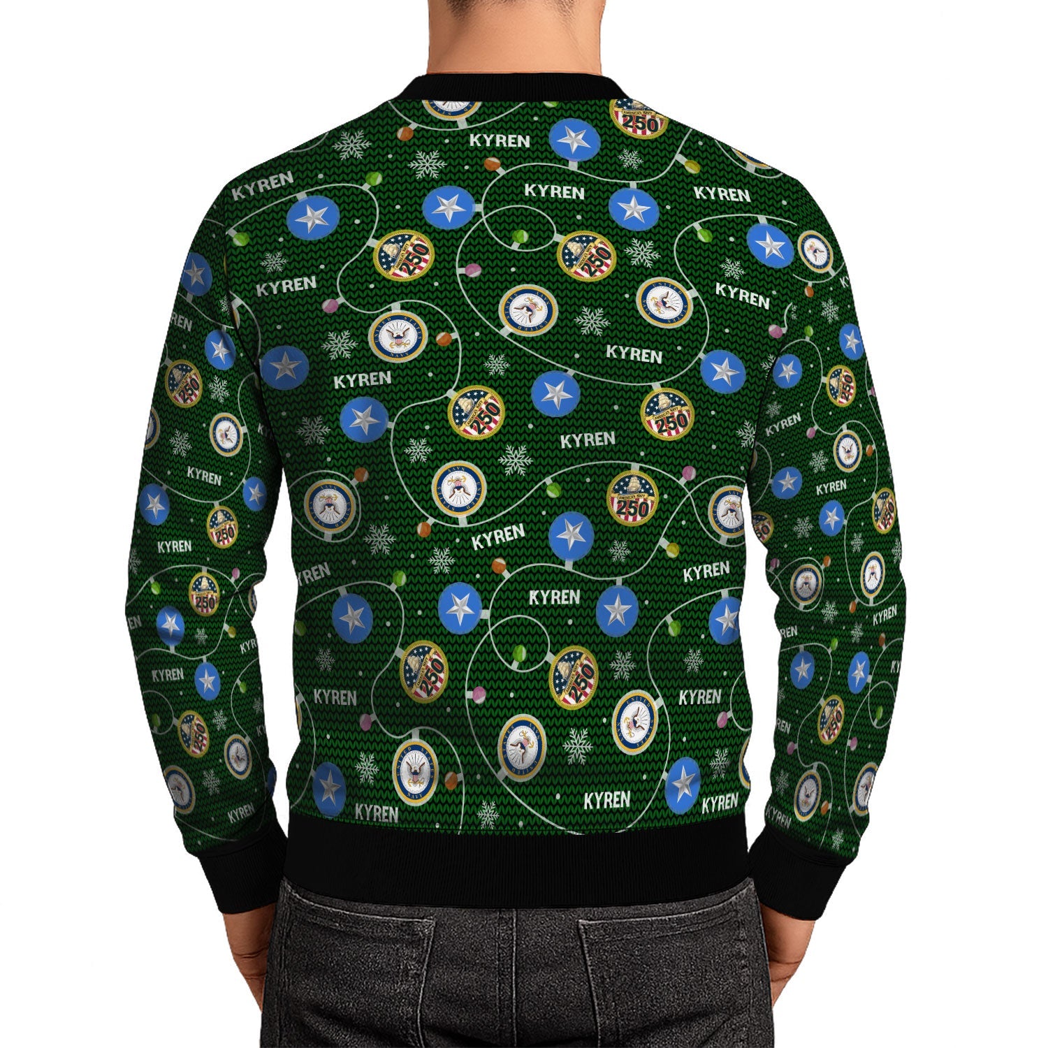 Personalized US Navy Christmas Ugly Sweater KAUST10