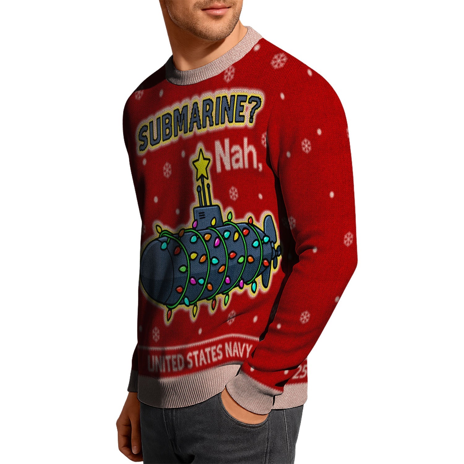 Personalized US Navy Christmas Ugly Sweater KAUST15