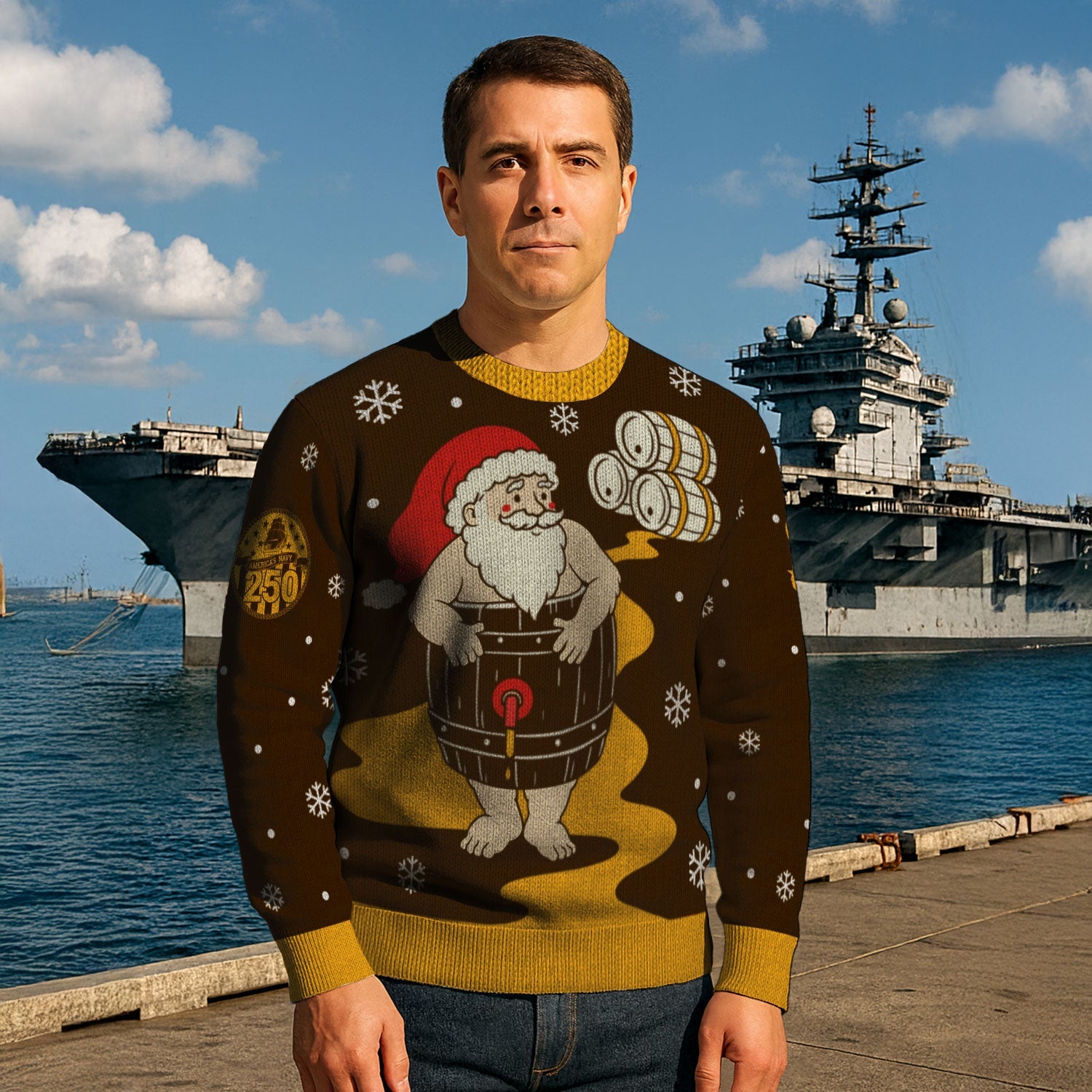 Personalized US Navy Christmas Ugly Sweater KAUST18