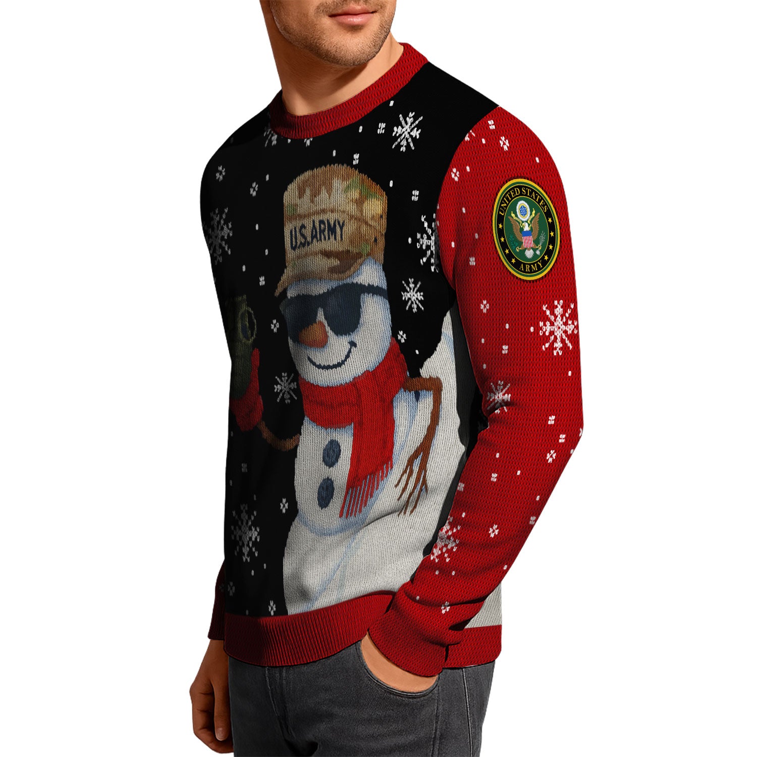 US Army Snowman Ugly Christmas Sweater