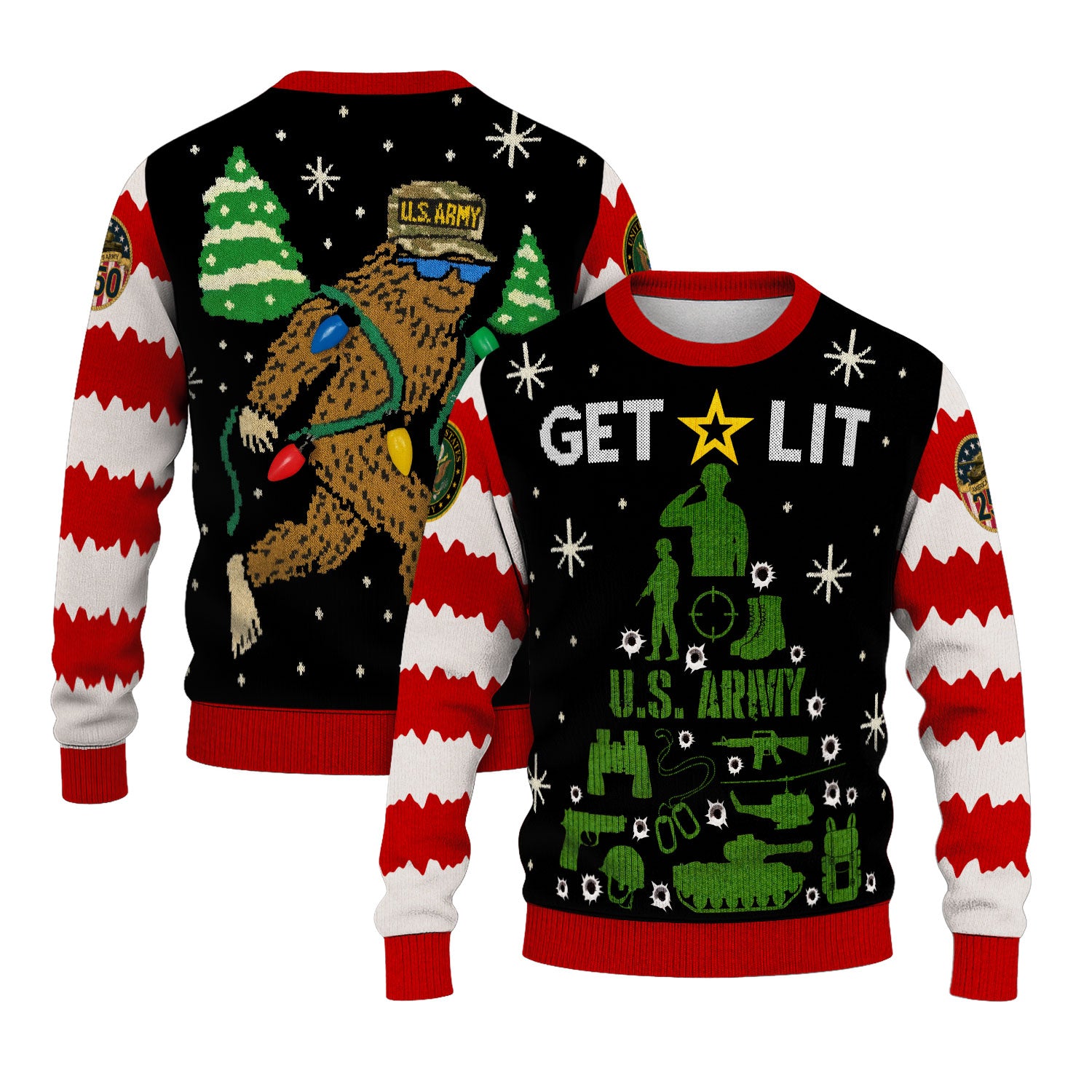 US Army Let It Xmas Tree Ugly Christmas Sweater
