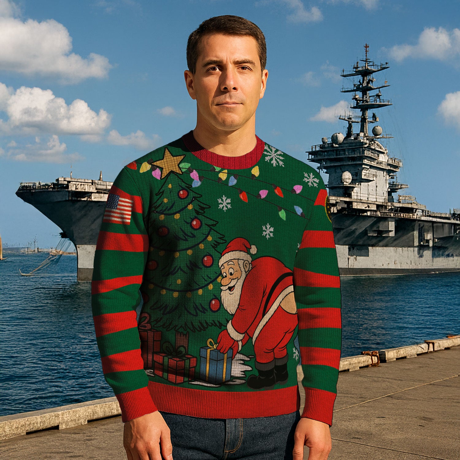 US Army Santa Xmas Ugly Christmas Sweater