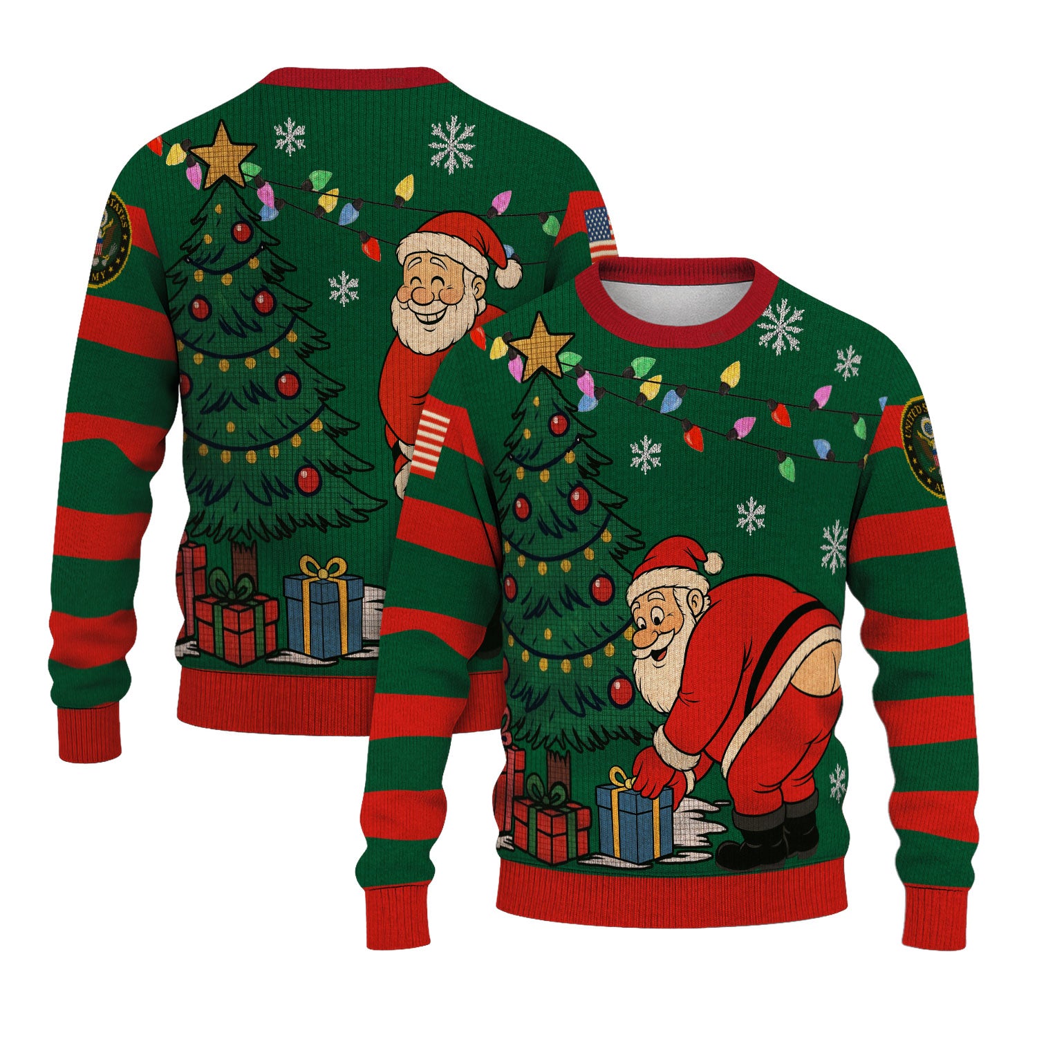 US Army Santa Xmas Ugly Christmas Sweater