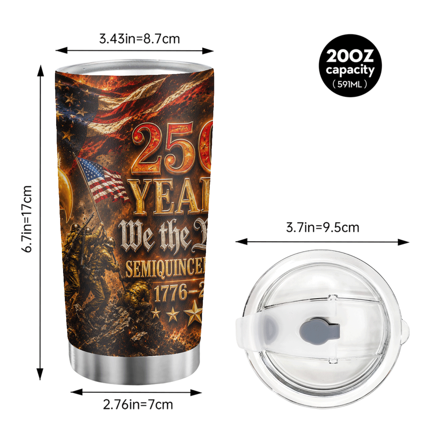 USA 250 Years We The People Semiquincentennial 20oz Tumbler