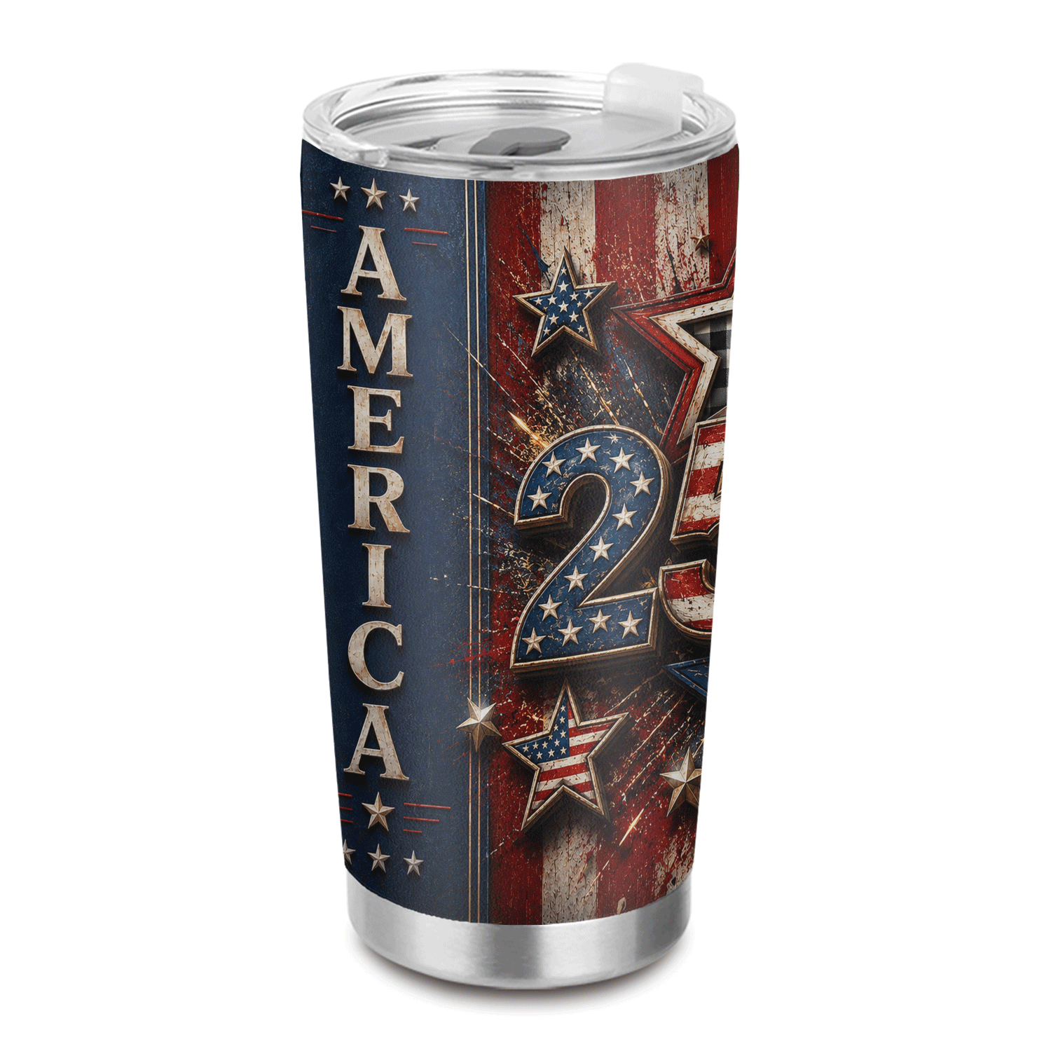 America 250 Years Red White Blue Stars 20oz Tumbler