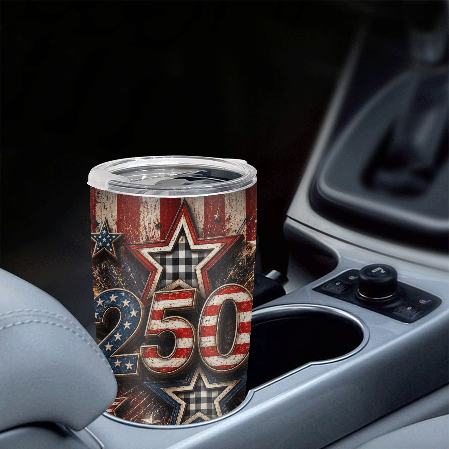 America 250 Years Red White Blue Stars 20oz Tumbler