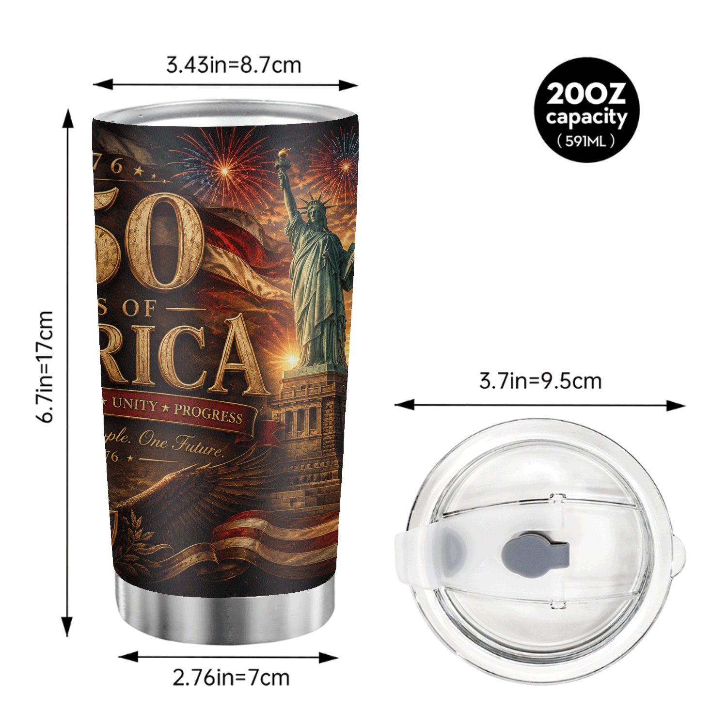 USA 250th Anniversary Statue of Liberty 20oz Tumbler