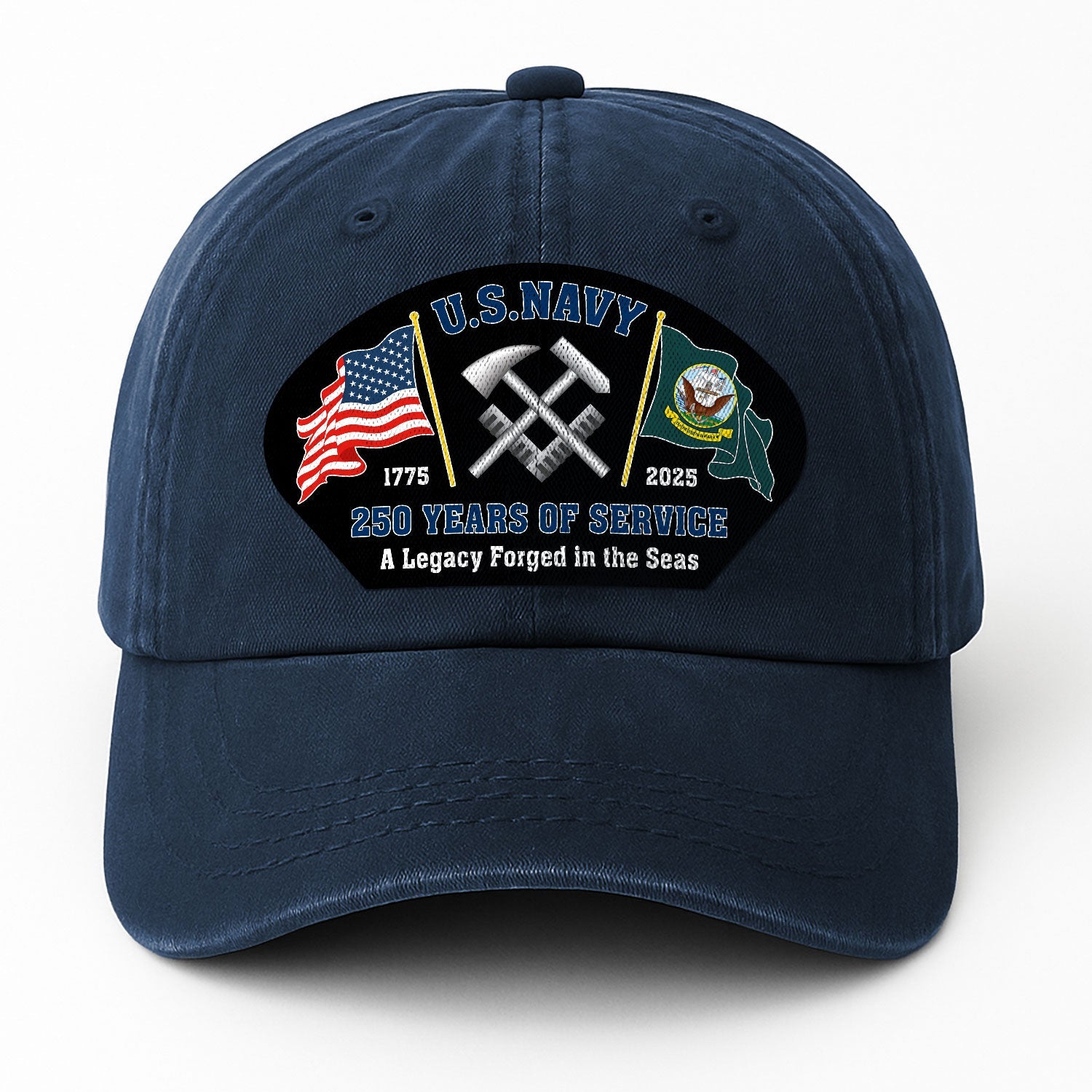 Custom Ranks US Navy Premium Washed Denim Cap DC001