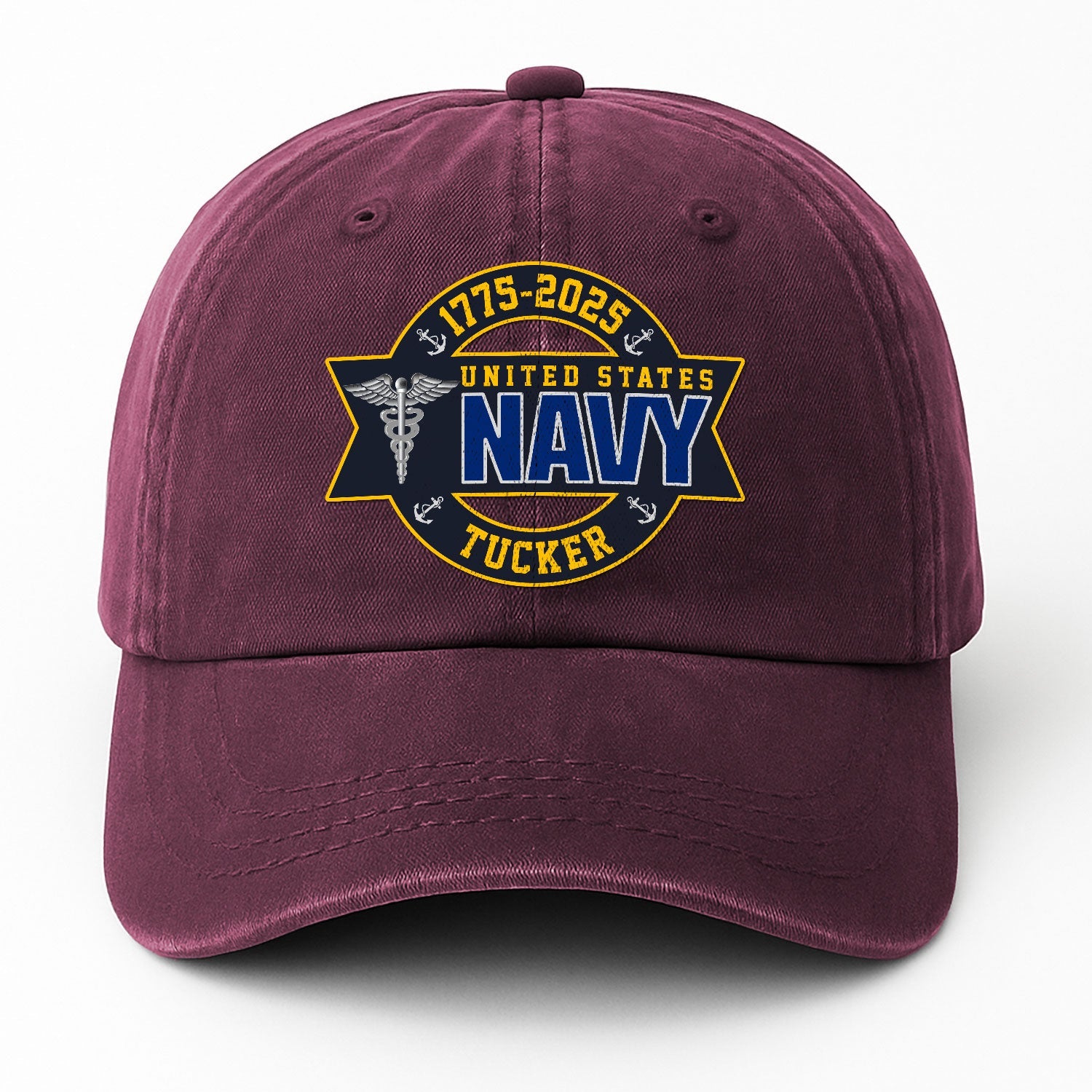 Custom Ranks & Text US Navy Premium Washed Denim Cap DC003