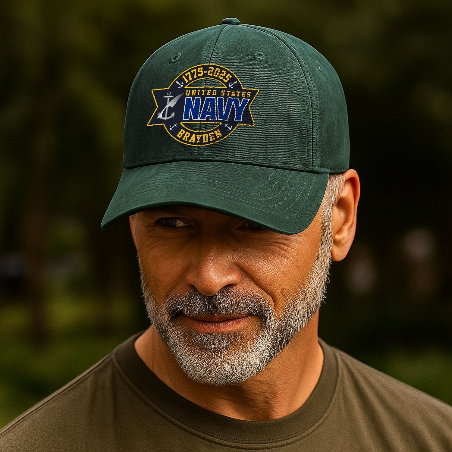 Custom Ranks & Text US Navy Premium Washed Denim Cap DC003