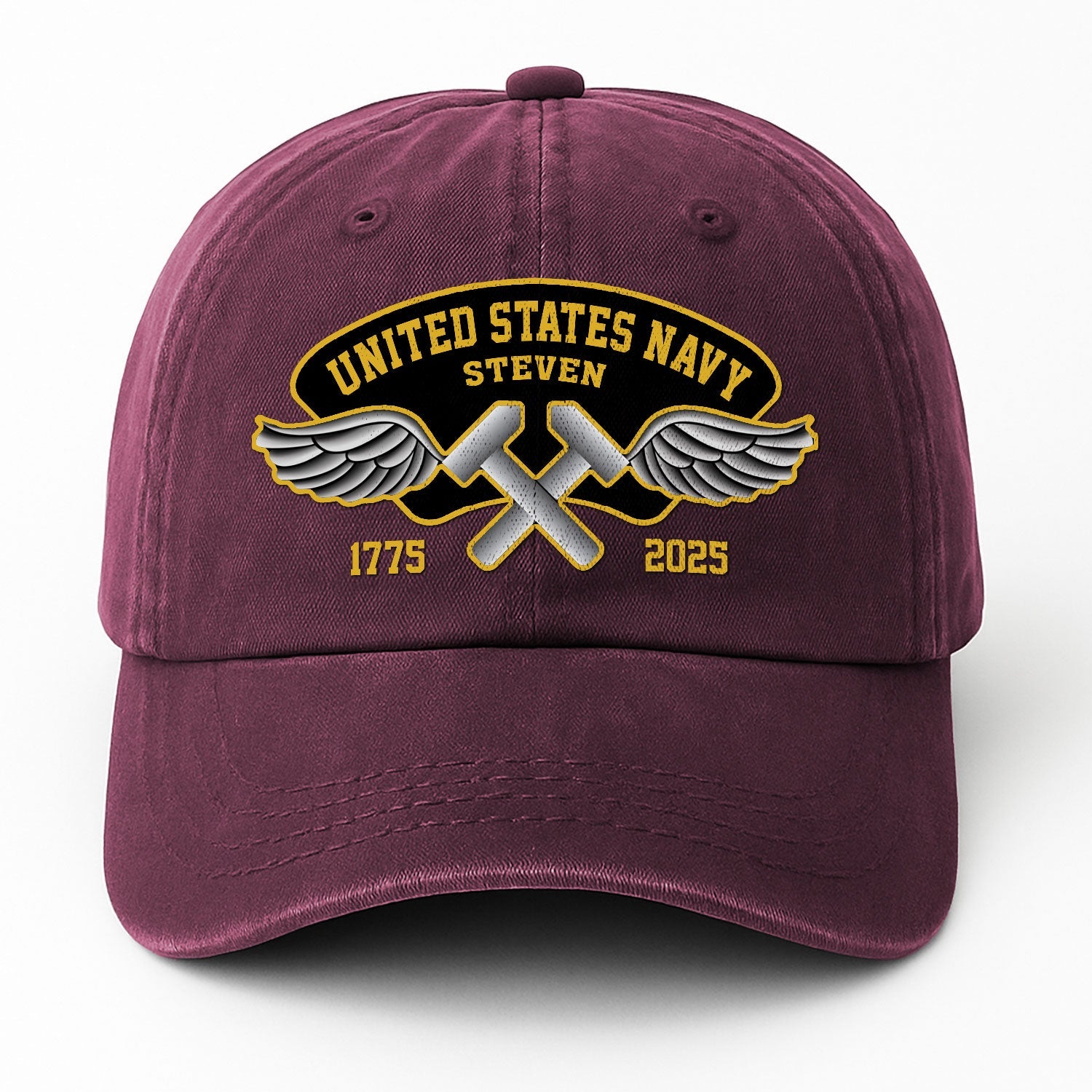 Custom Ranks & Text US Navy Premium Washed Denim Cap DC004