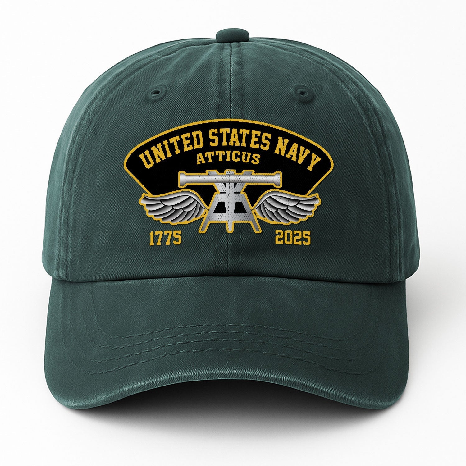 Custom Ranks & Text US Navy Premium Washed Denim Cap DC004