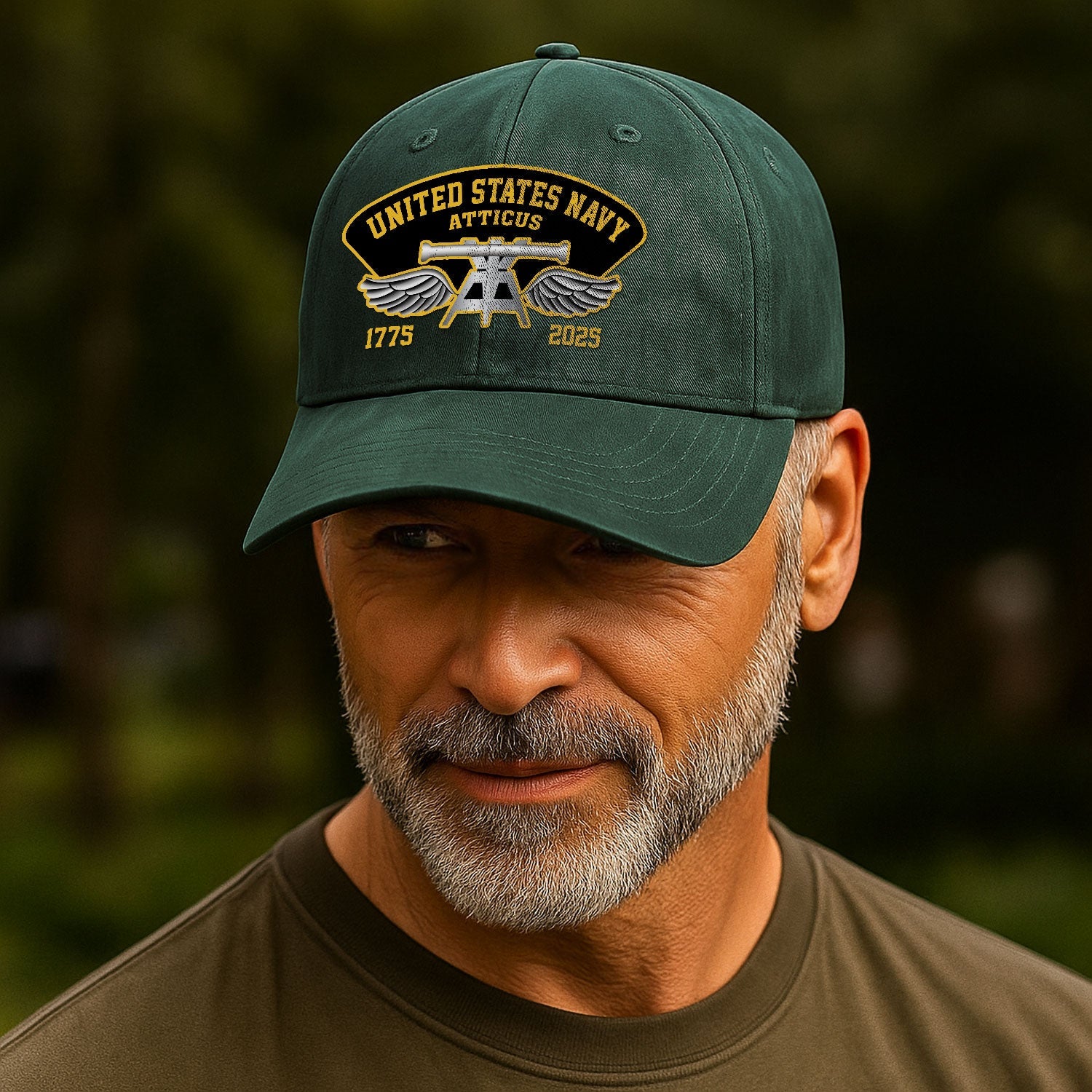 Custom Ranks & Text US Navy Premium Washed Denim Cap DC004