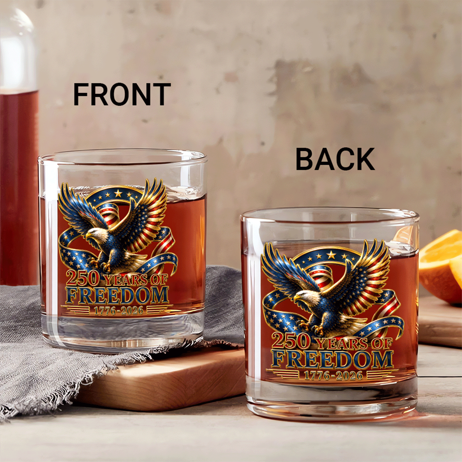 American Eagle Whiskey Glass USA 250th Anniversary Gift