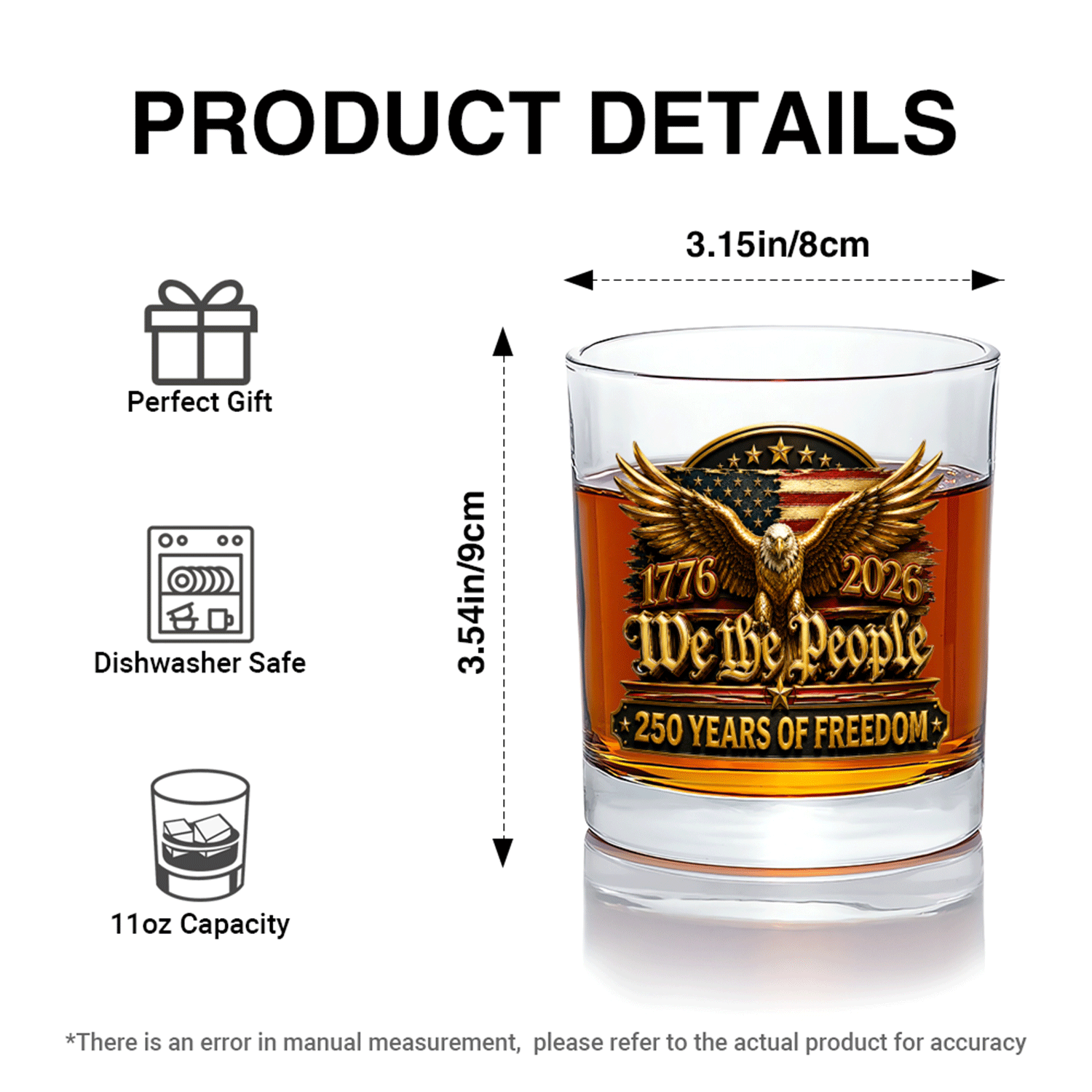 USA 250 Anniversary Bourbon Glass Patriotic Keepsake