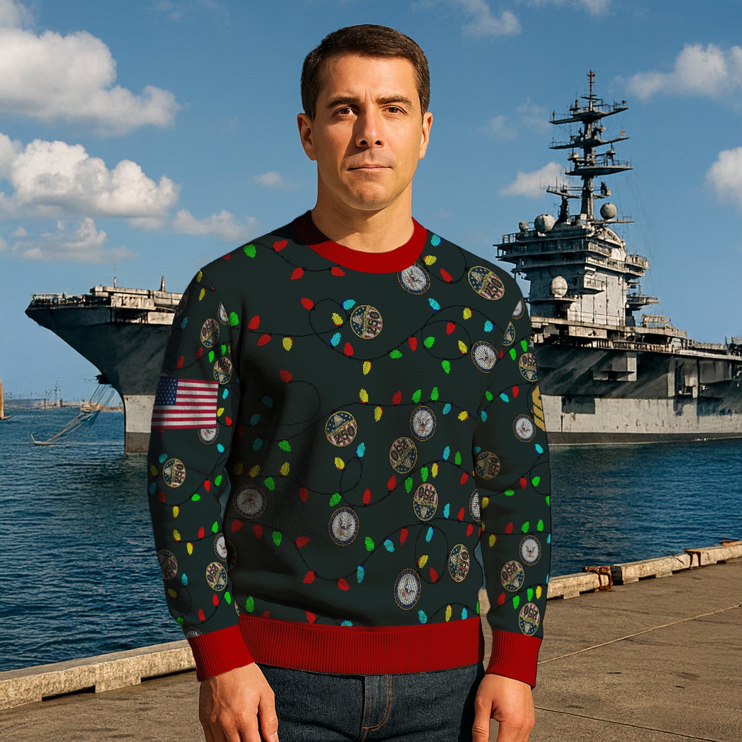 Custom Ranks US Navy Ugly Christmas Sweater for Women Men KRUST07