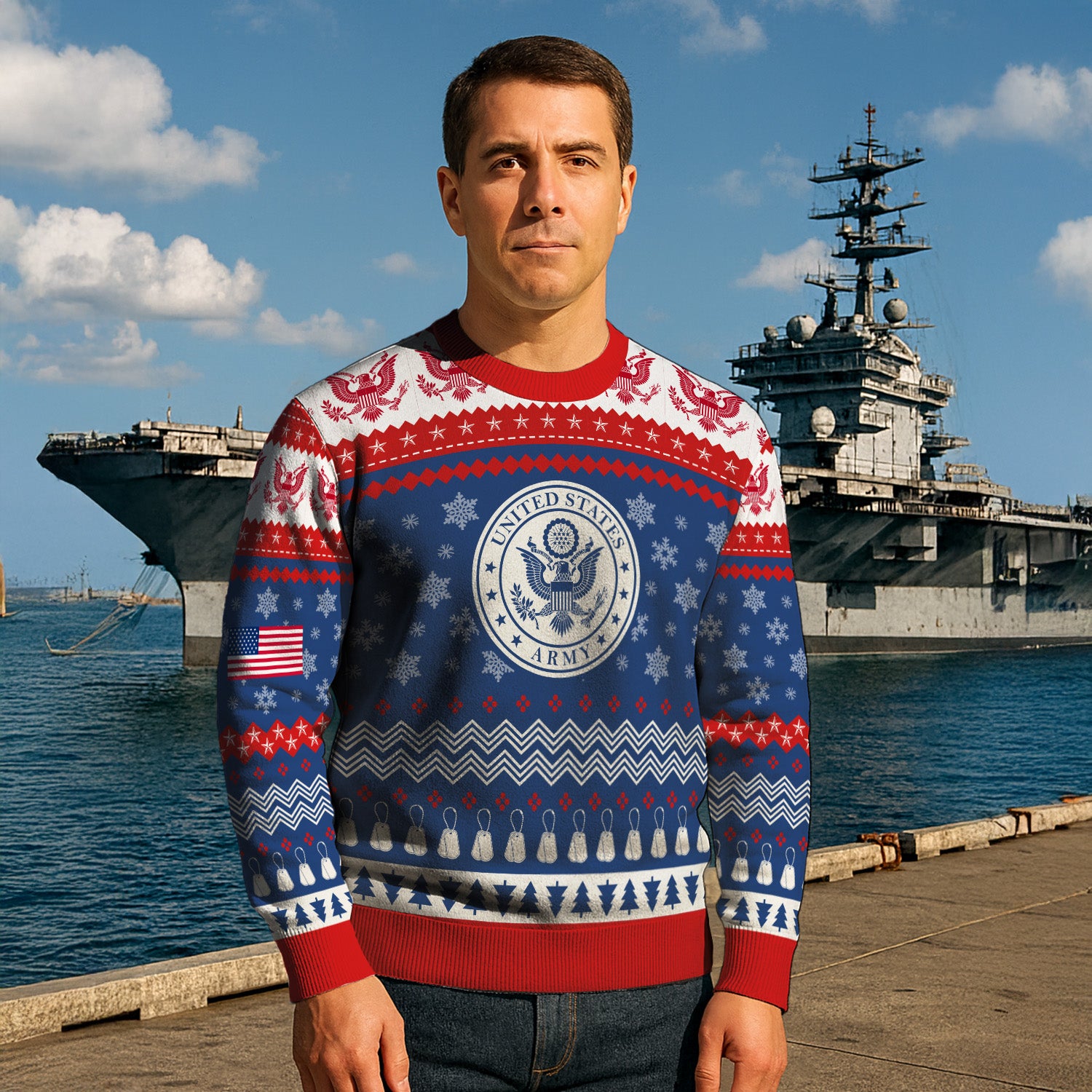 Custom Ranks US Army Ugly Christmas Sweater for Women Men KRUST04