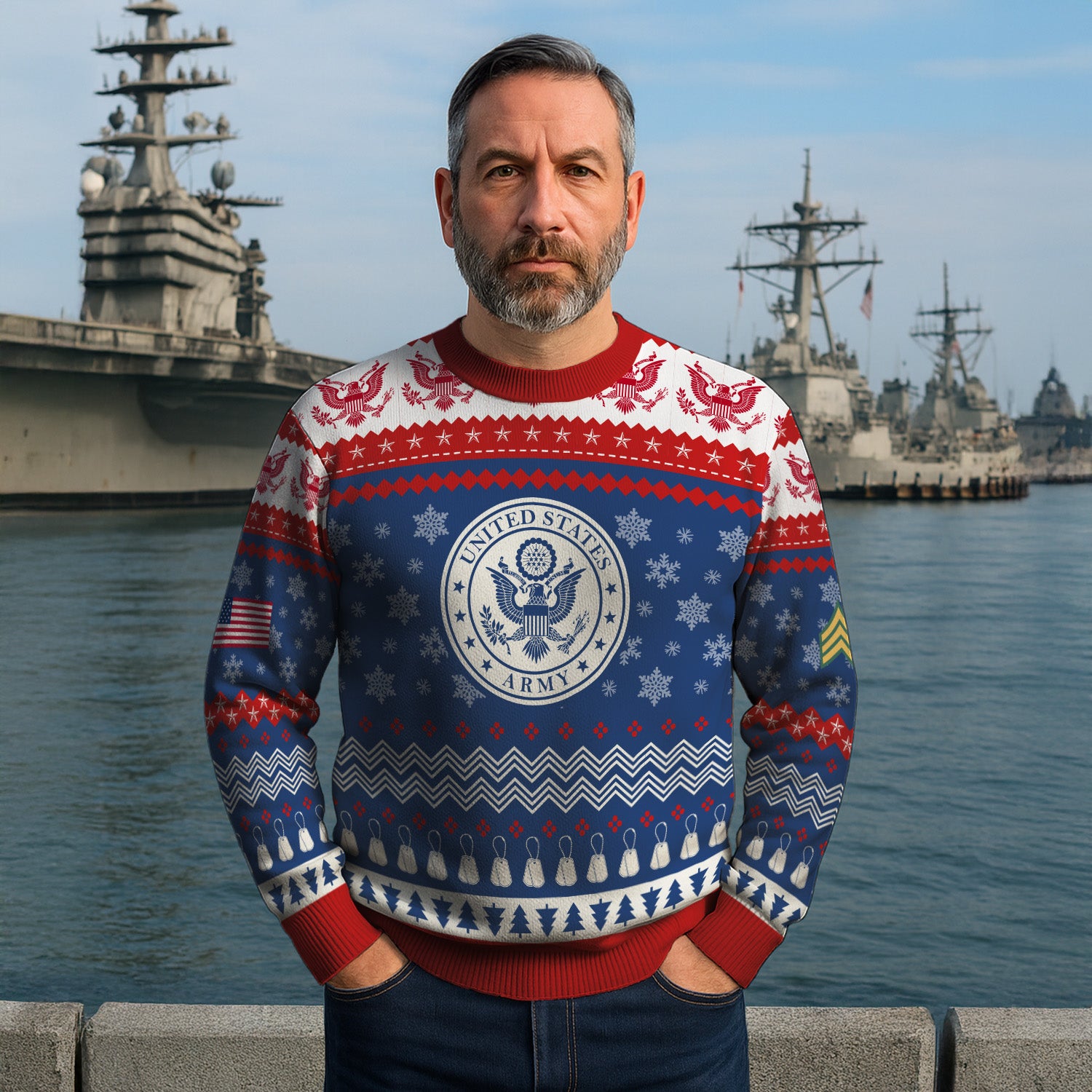 Custom Ranks US Army Ugly Christmas Sweater for Women Men KRUST04