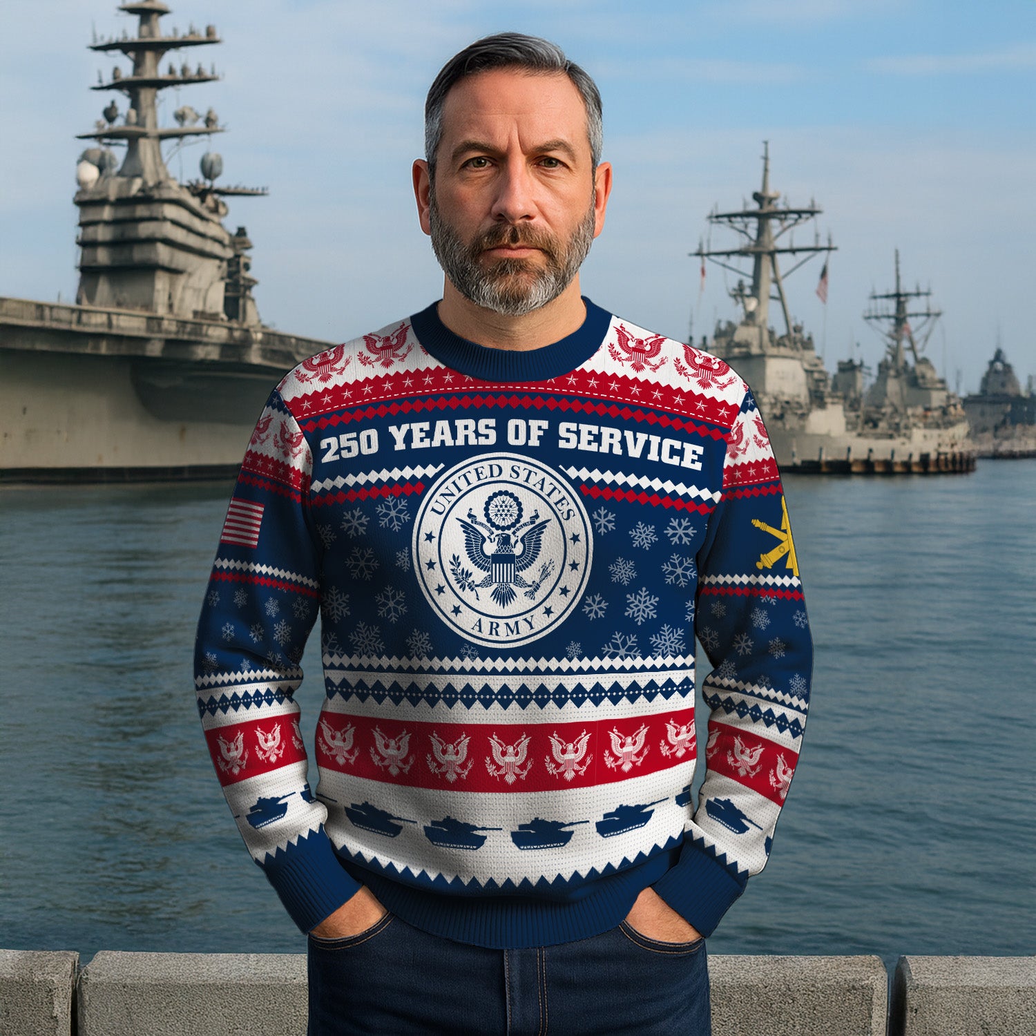 Custom Ranks US Army Ugly Christmas Sweater for Women Men KRUST03