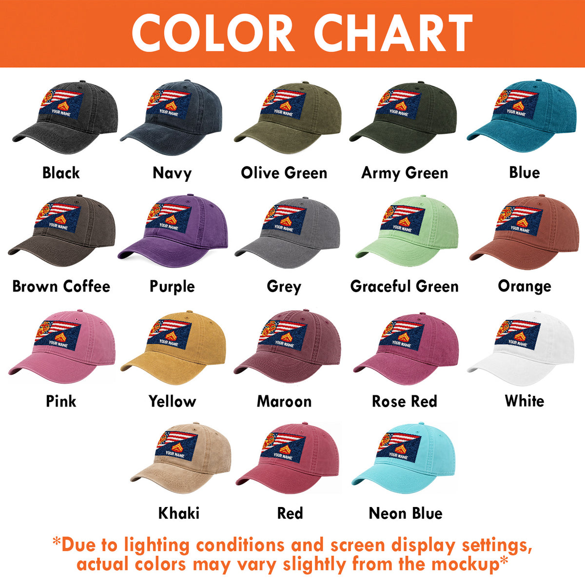 Custom USMC Washed Cap Personalized Military Rank and Text