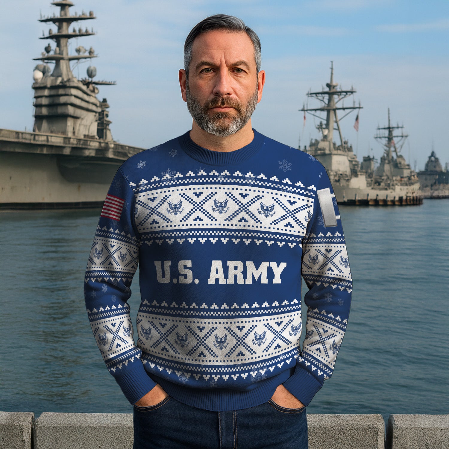 Custom Ranks US Army Ugly Christmas Sweater for Women Men KRUST05