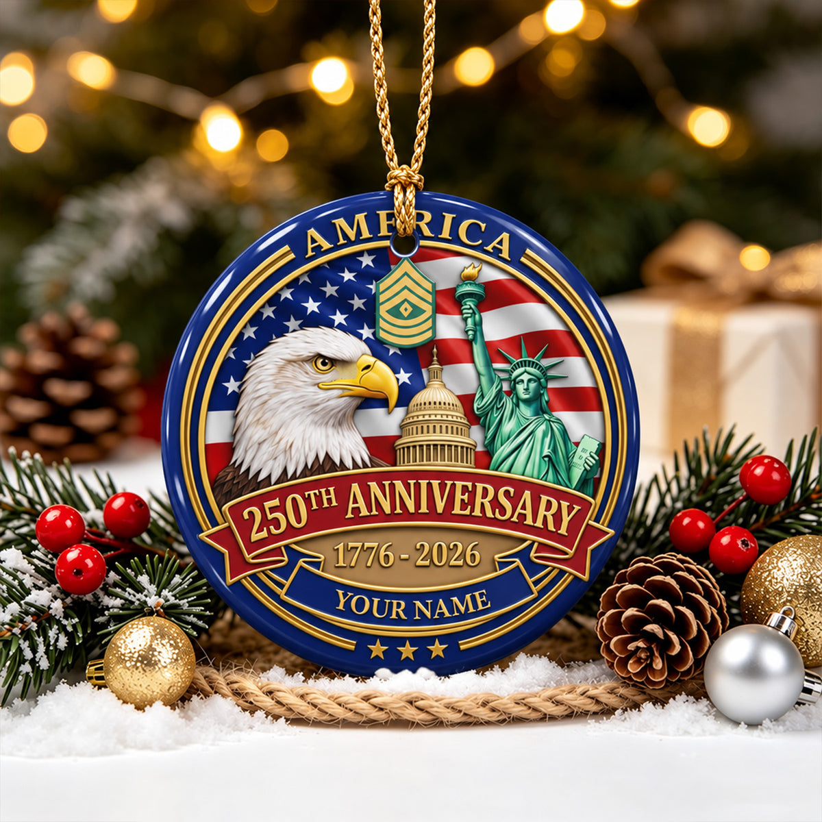 Custom U.S. Marine Corps Ceramic Ornament Personalized Rank and Text