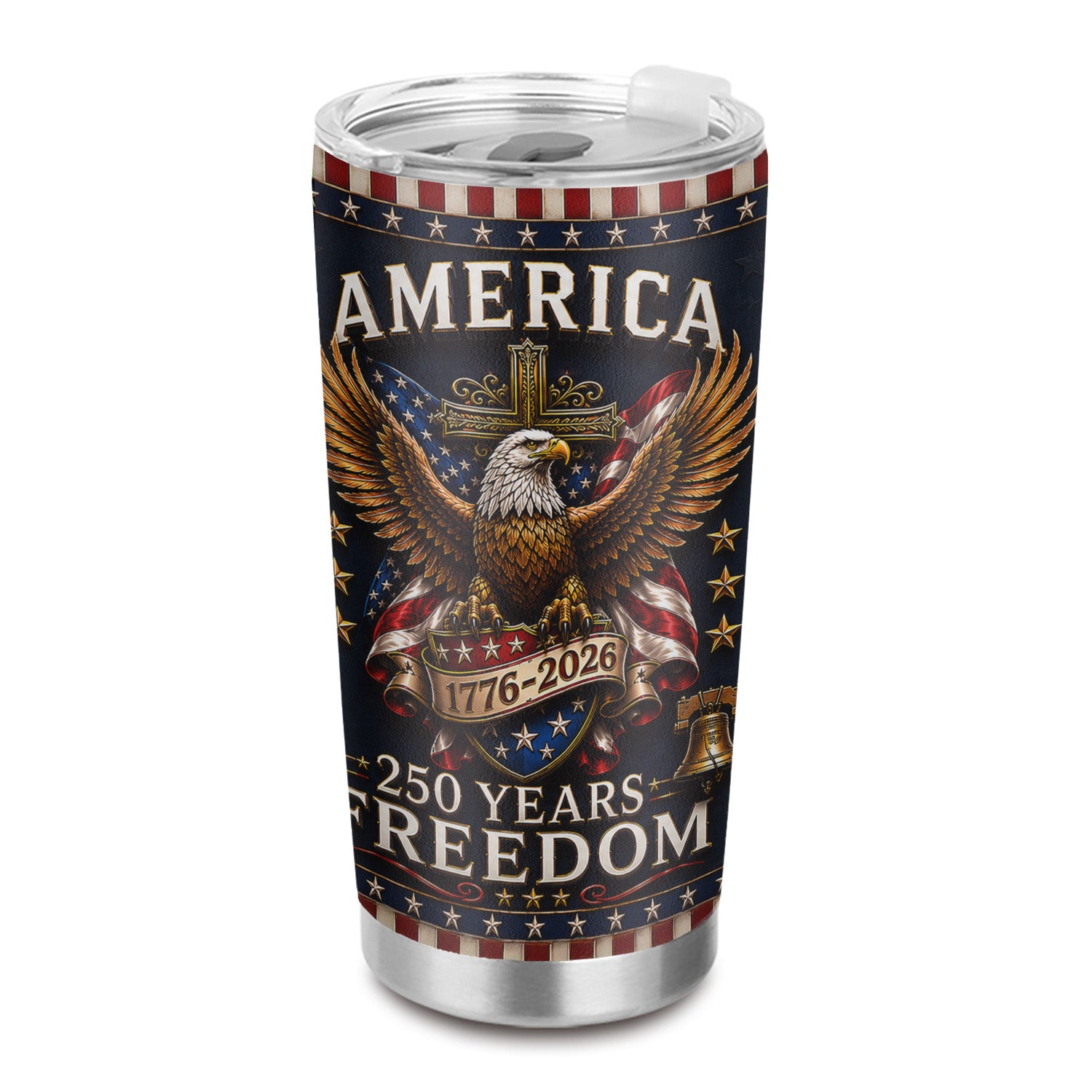 America 250 Years Freedom Christian Eagle 20oz Tumbler